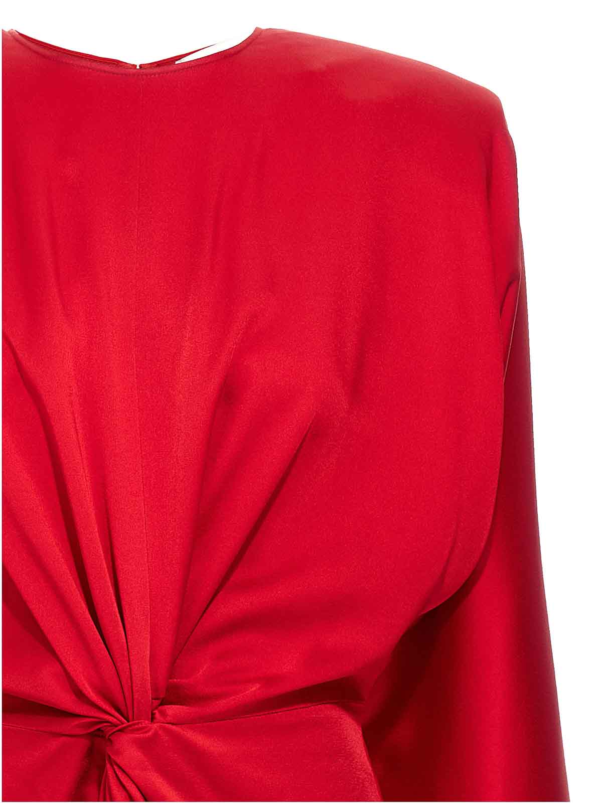 Stella Mccartney Satin Twist Midi Dress In Red
