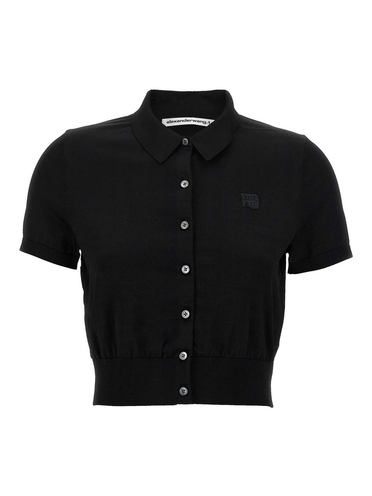 Alexander Wang T Logo Patch Polo Shirt In Black