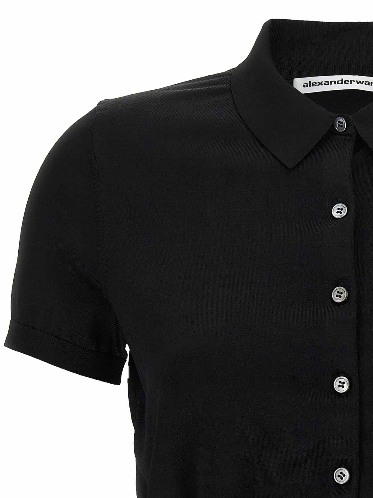 Alexander Wang T T By Alexander Wang Polo Cardigan In Black
