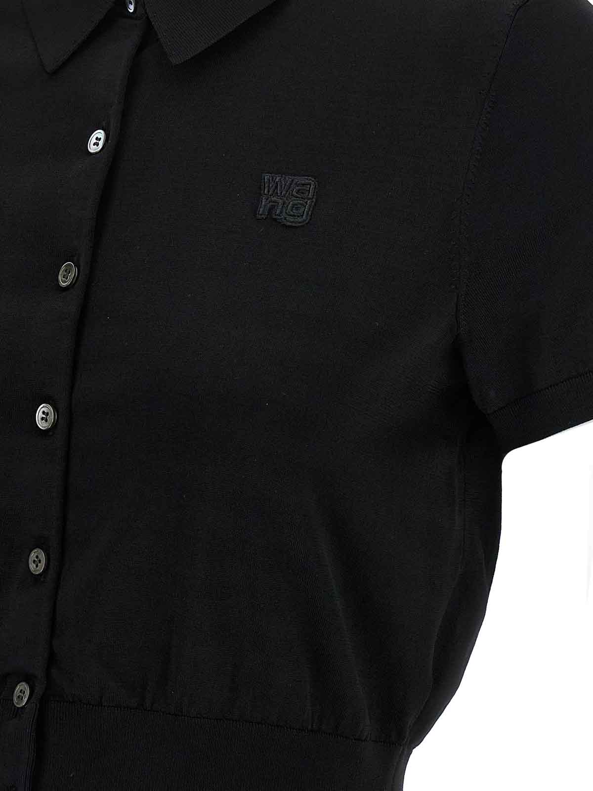 Alexander Wang T T By Alexander Wang Polo Cardigan In Black