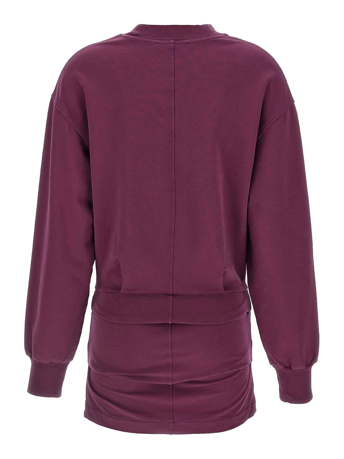 Attico Burgundy Draped Mini Dress With Long Sleeves In Red