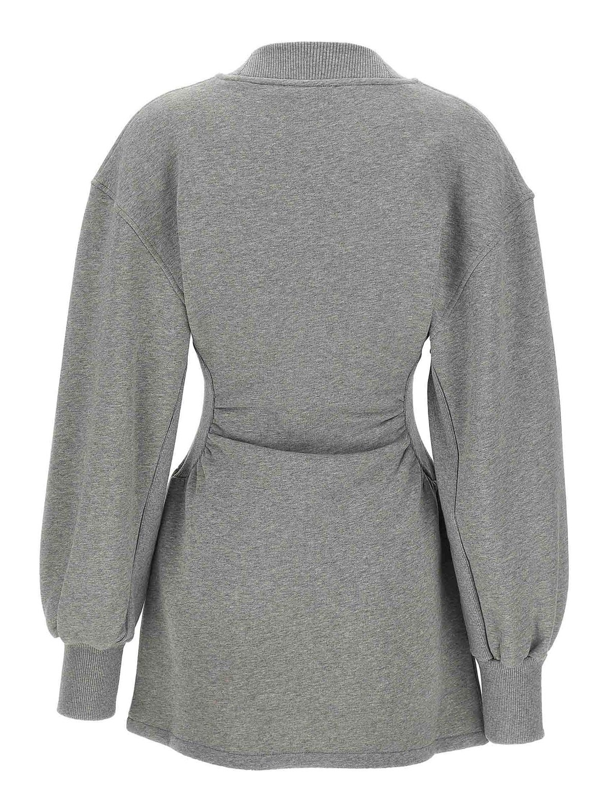 Attico Grey Mini Dress With V Neck And Logo Lettering On The Front In Gray
