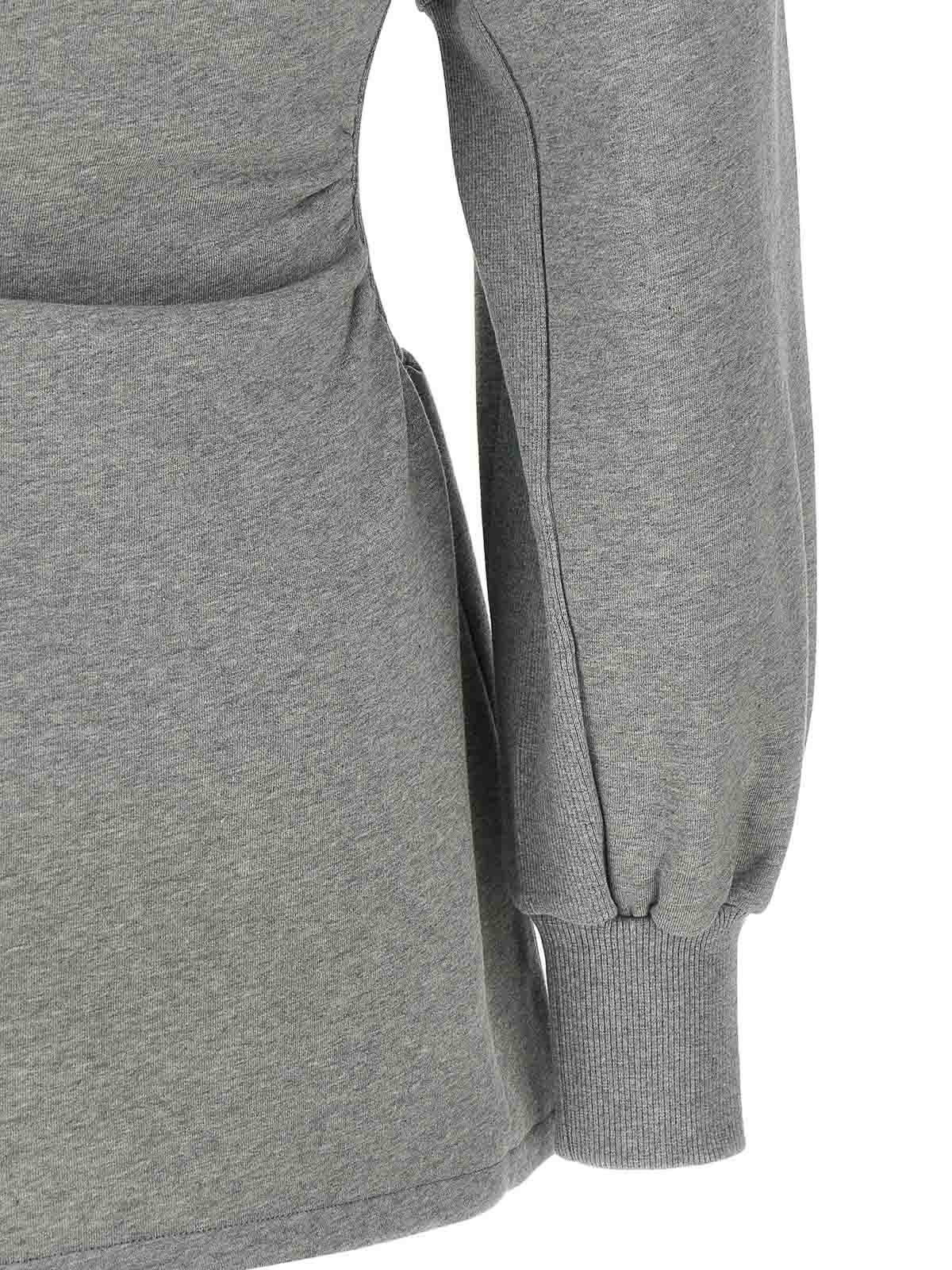 Attico Grey Mini Dress With V Neck And Logo Lettering On The Front In Gray