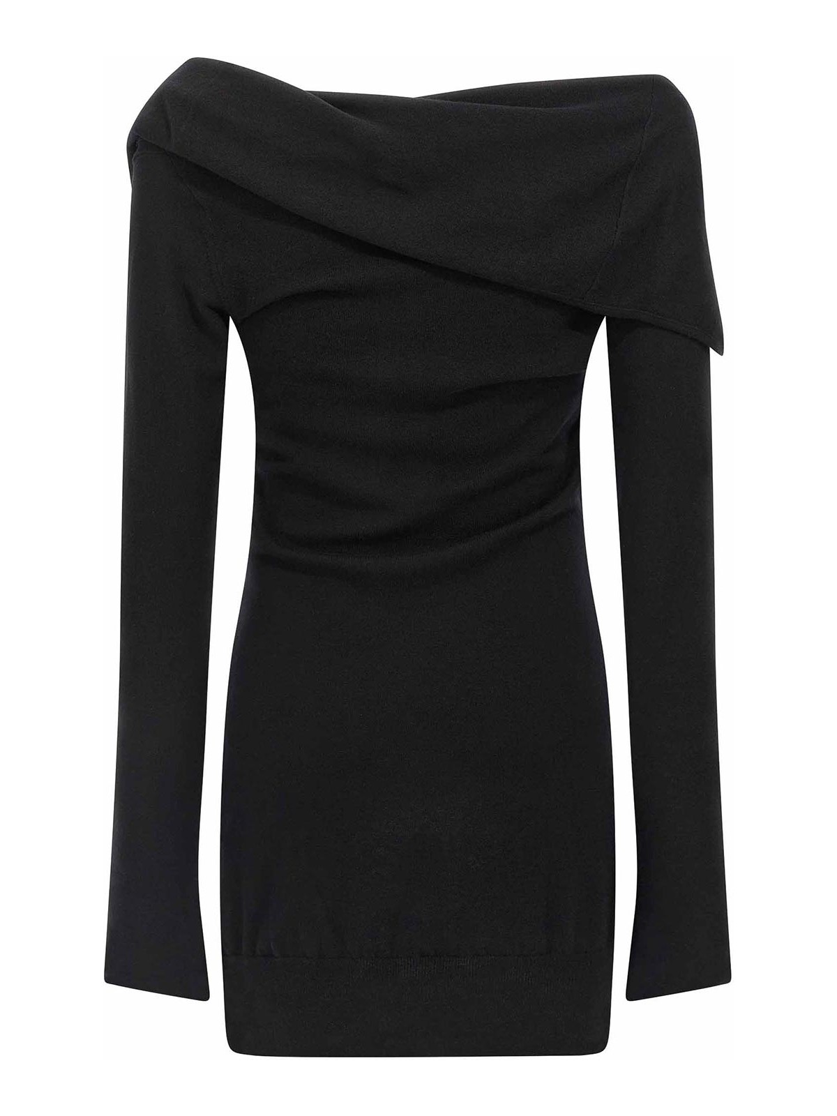Attico Knee Length Dress Featuring Button Detailing In Black