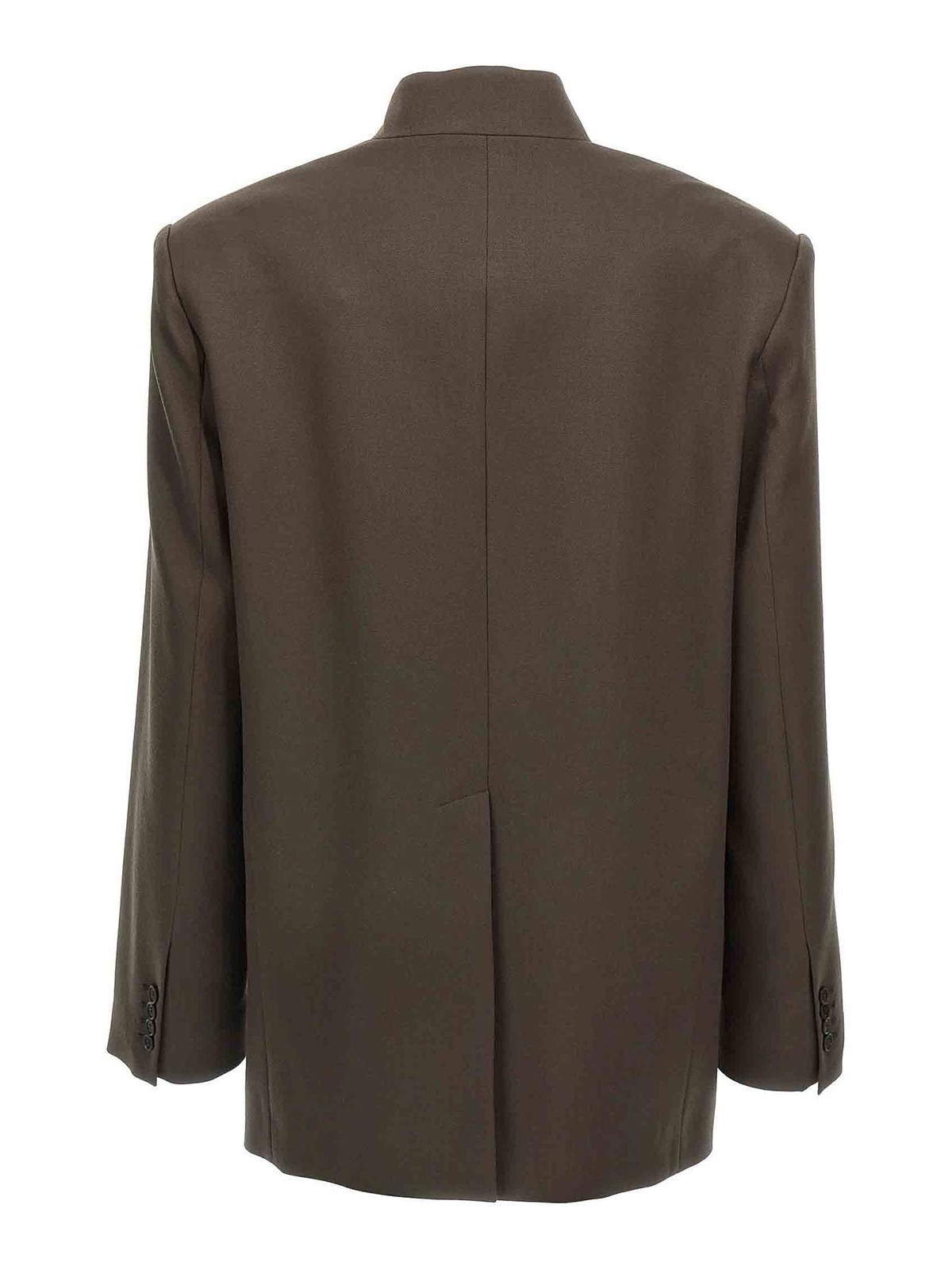 Attico Maxi Shoulder Strap Blazer In Brown