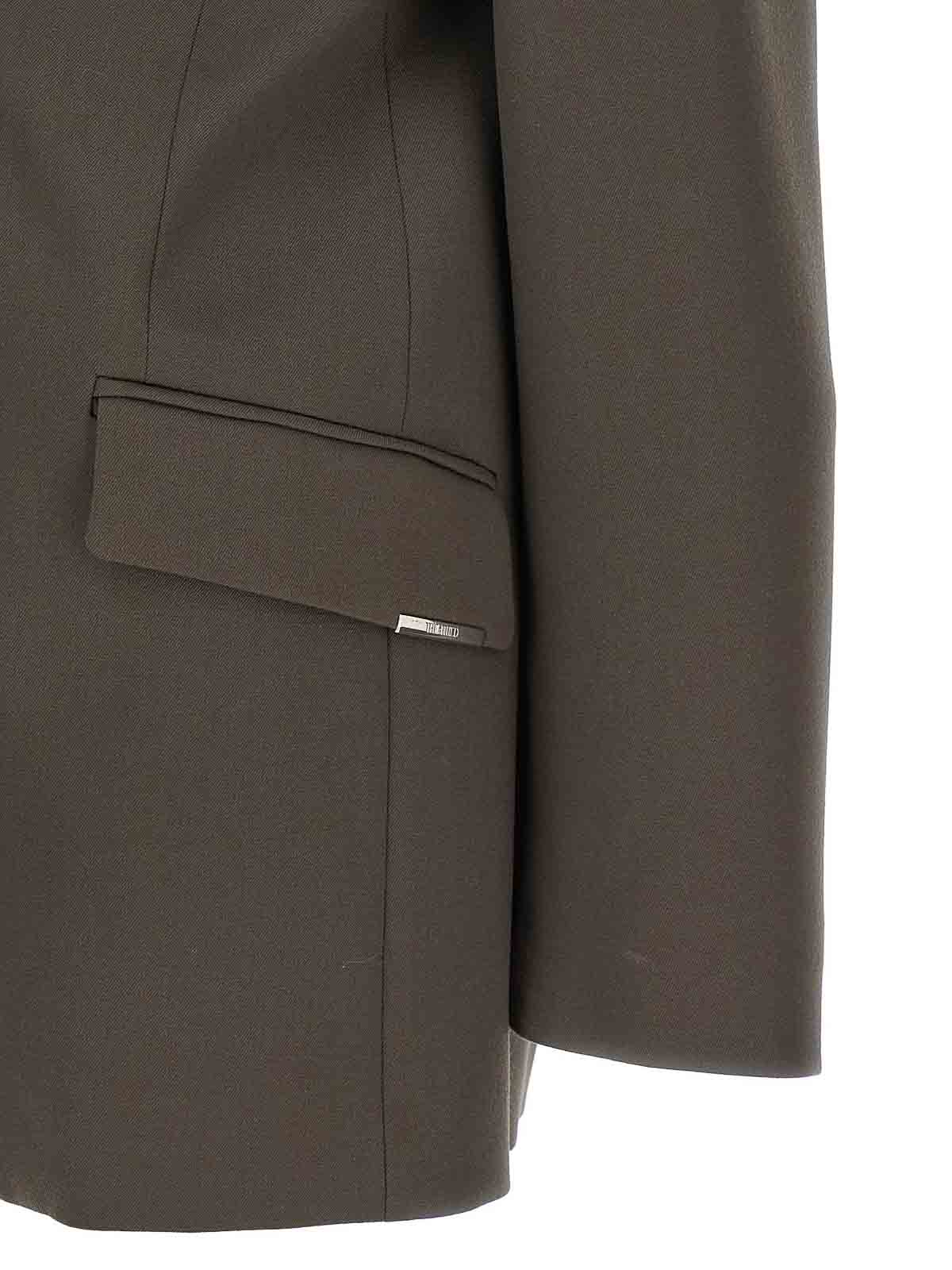 Attico Maxi Shoulder Strap Blazer In Brown
