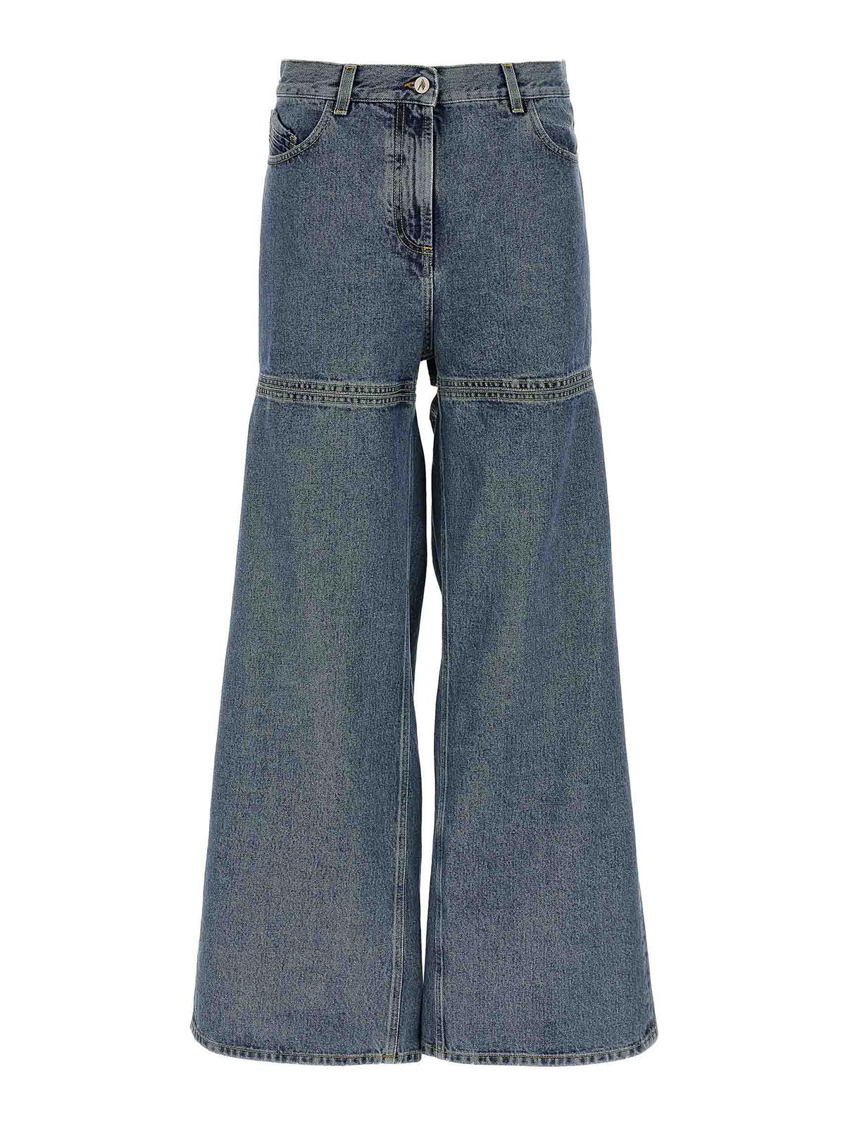 Attico Wide Leg Denim Trousers Featuring Cut-outs In Blue