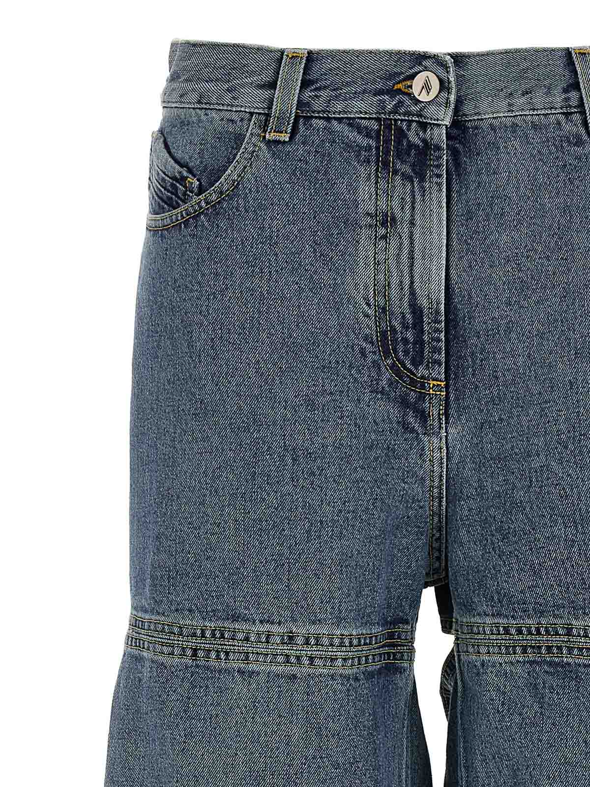 Attico Wide Leg Denim Trousers Featuring Cut-outs In Blue