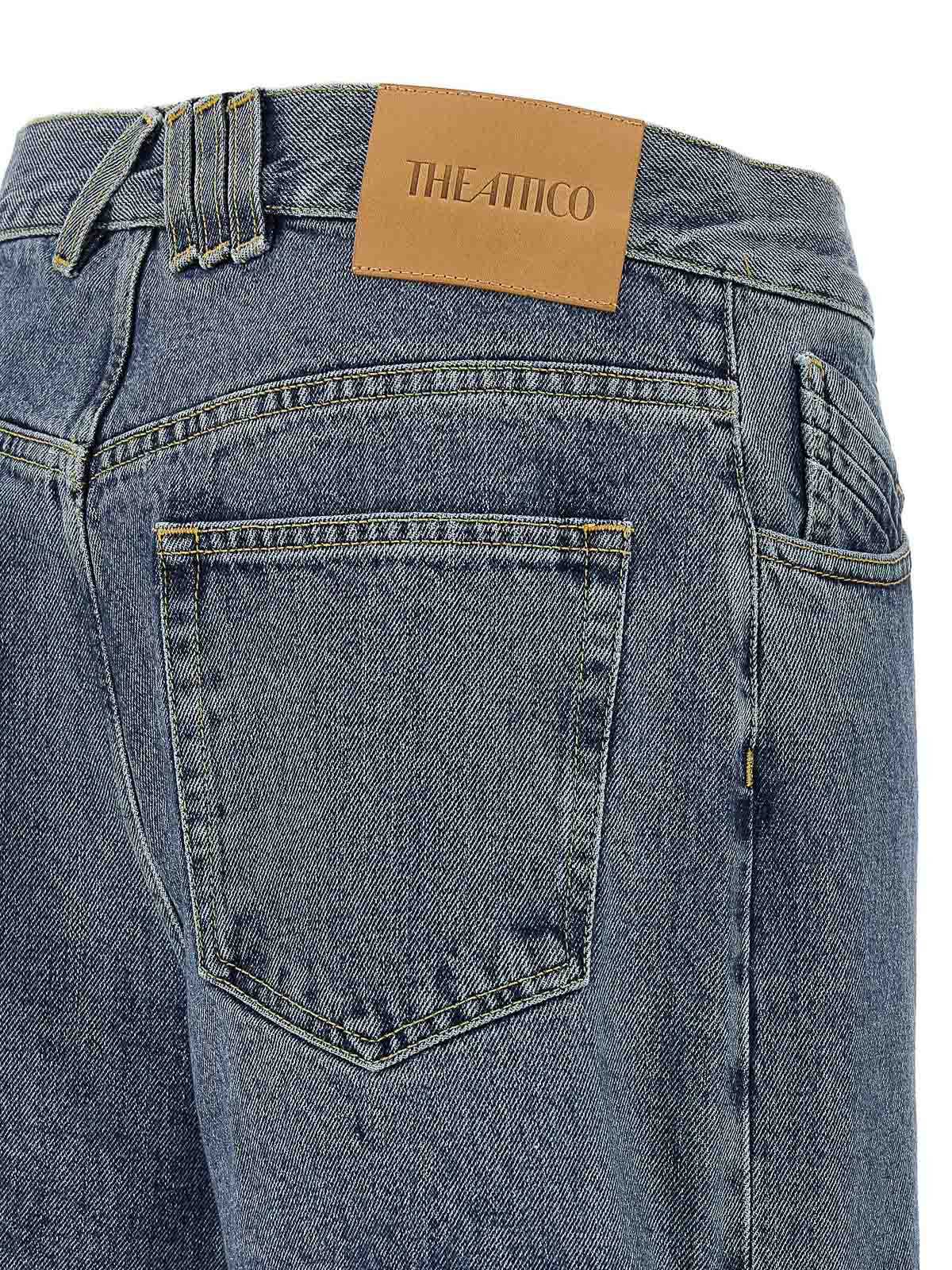 Attico Wide Leg Denim Trousers Featuring Cut-outs In Blue
