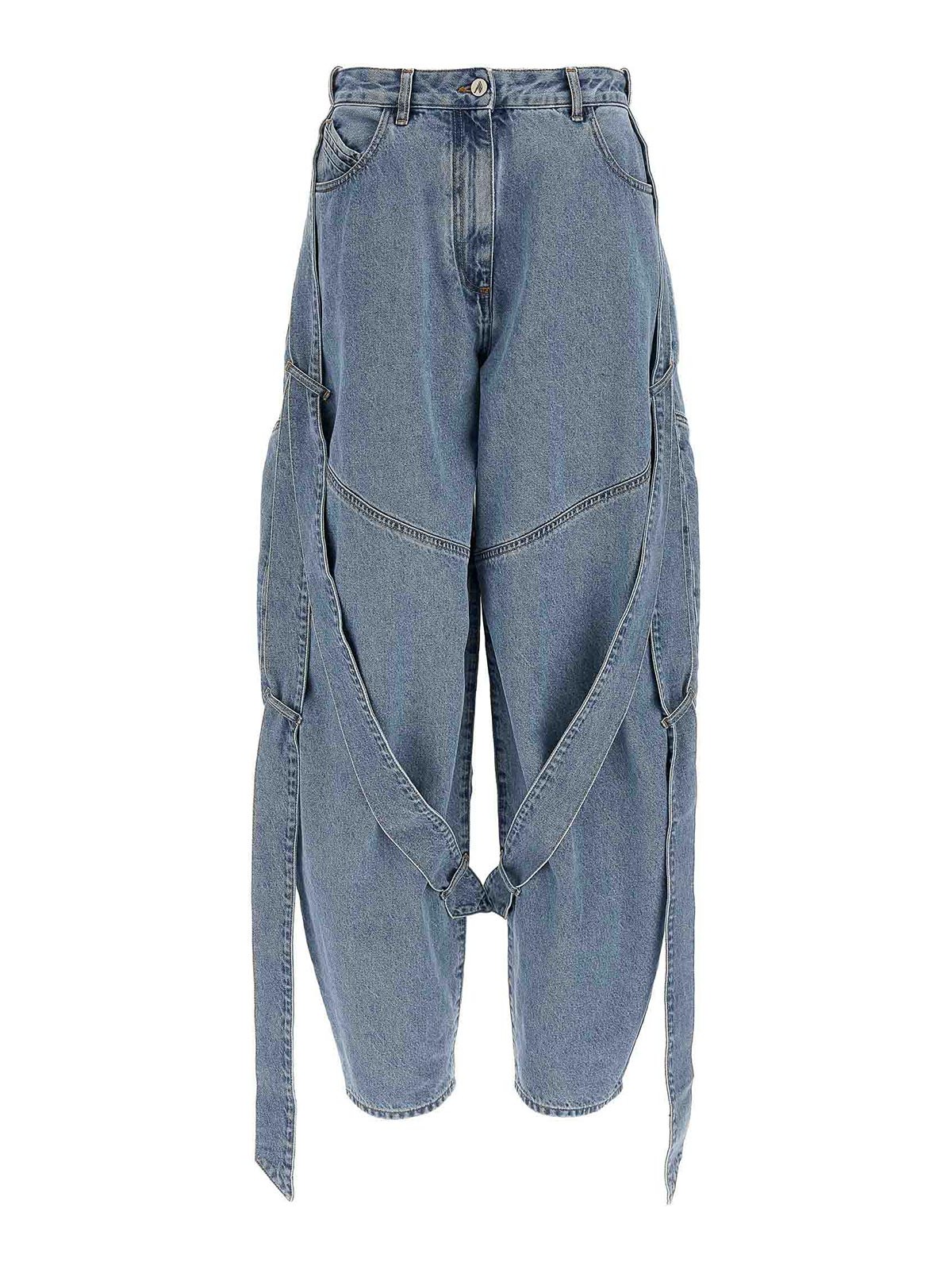 Attico The  Light Blue Denim Long Pants In Blue