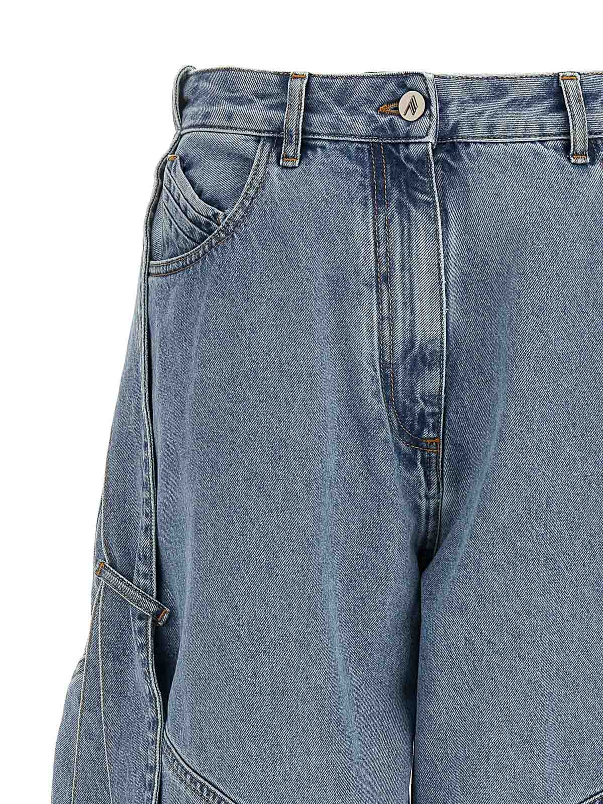 Attico The  Light Blue Denim Long Pants In Blue
