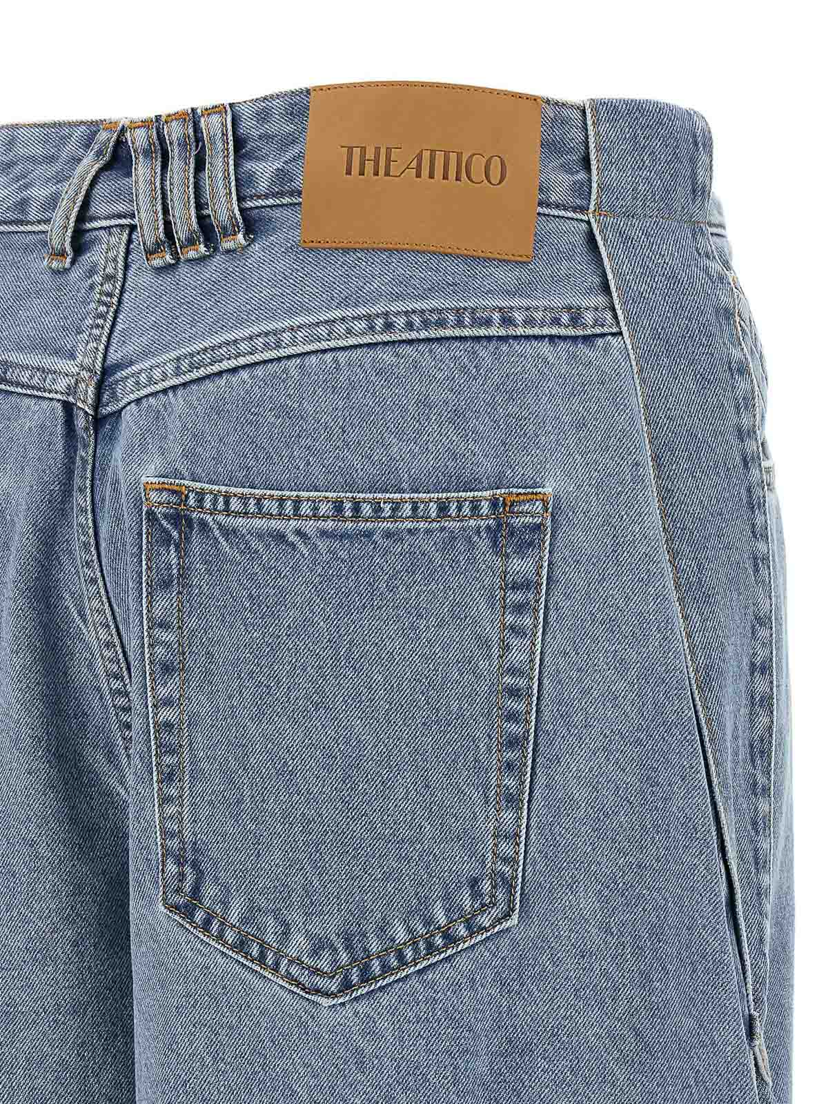 Attico The  Light Blue Denim Long Pants In Blue