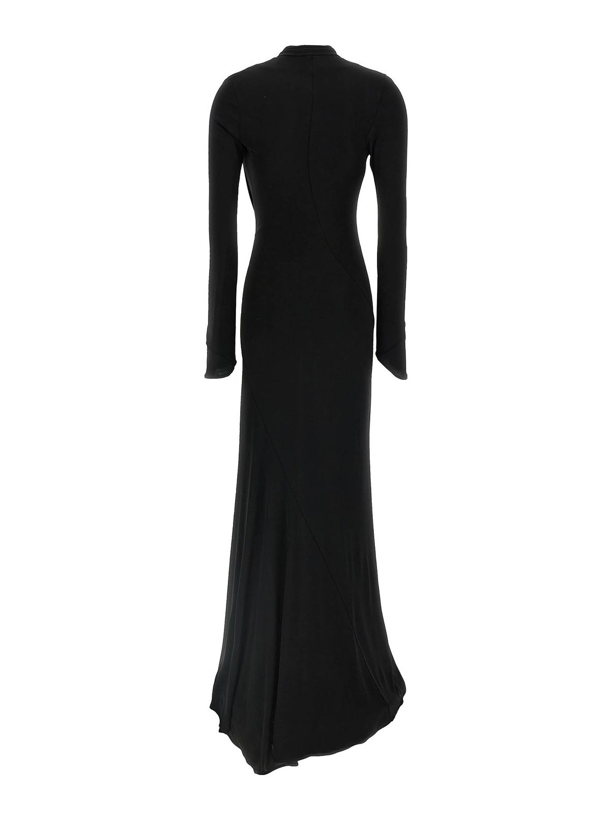 Attico Draped Long Sleeves Floor-length Dress In Black