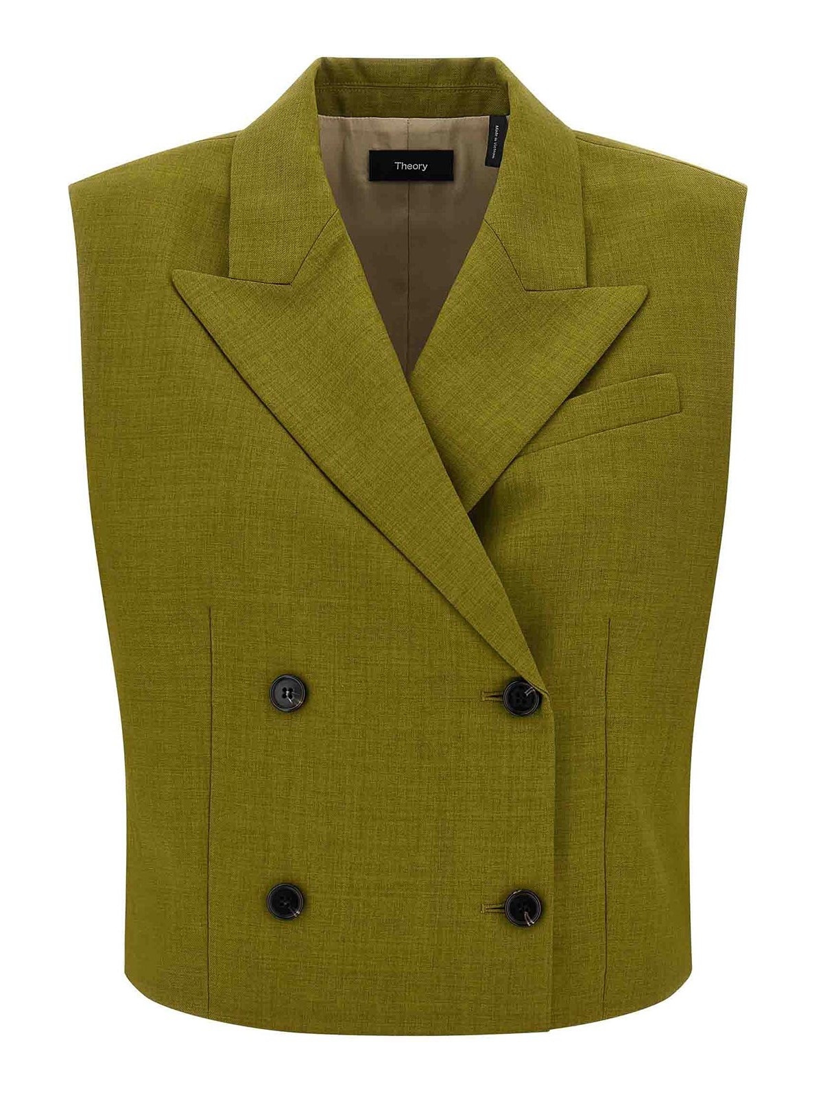 Theory Double-breasted Vest In Green