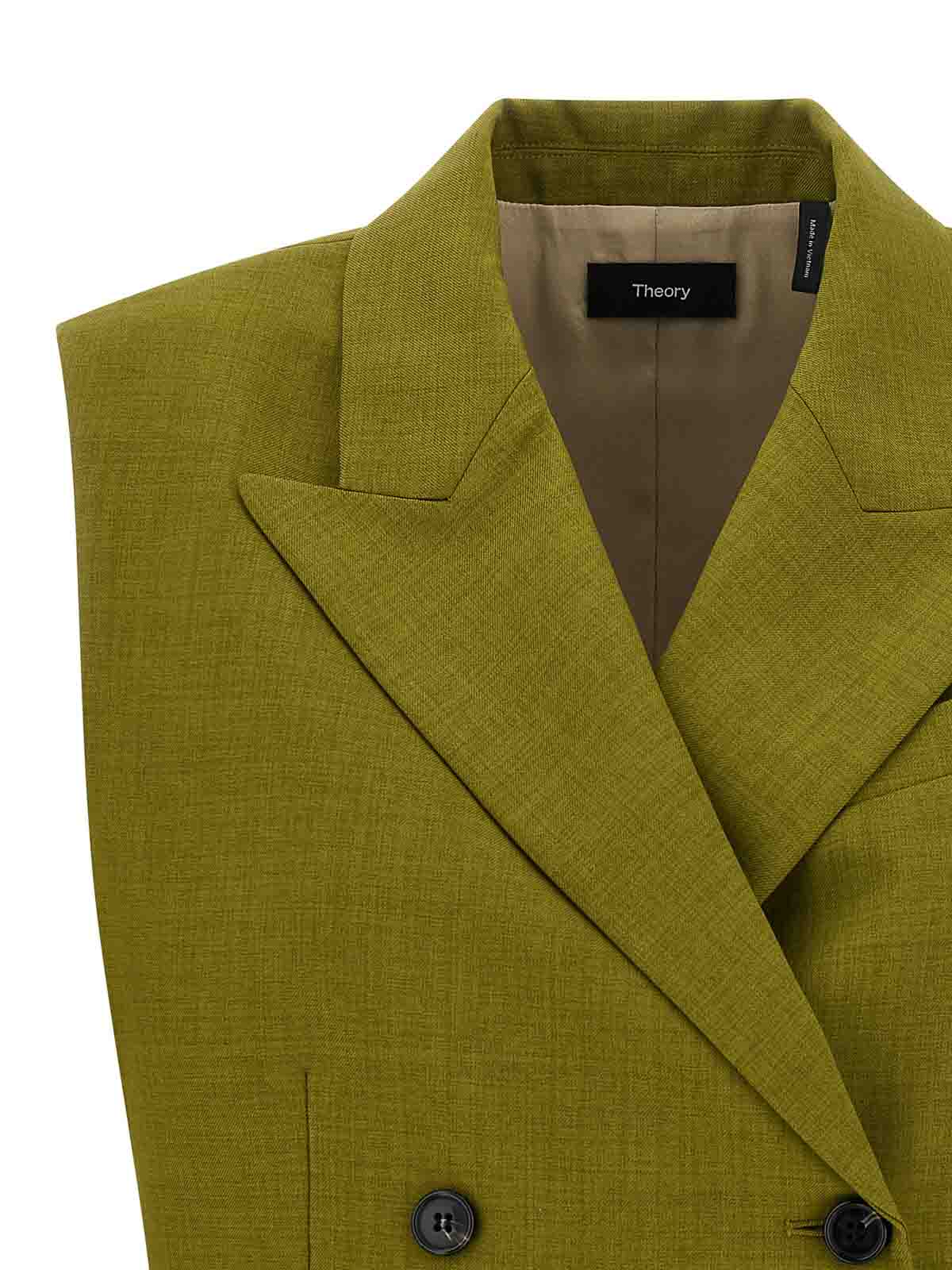 Theory Double-breasted Vest In Green