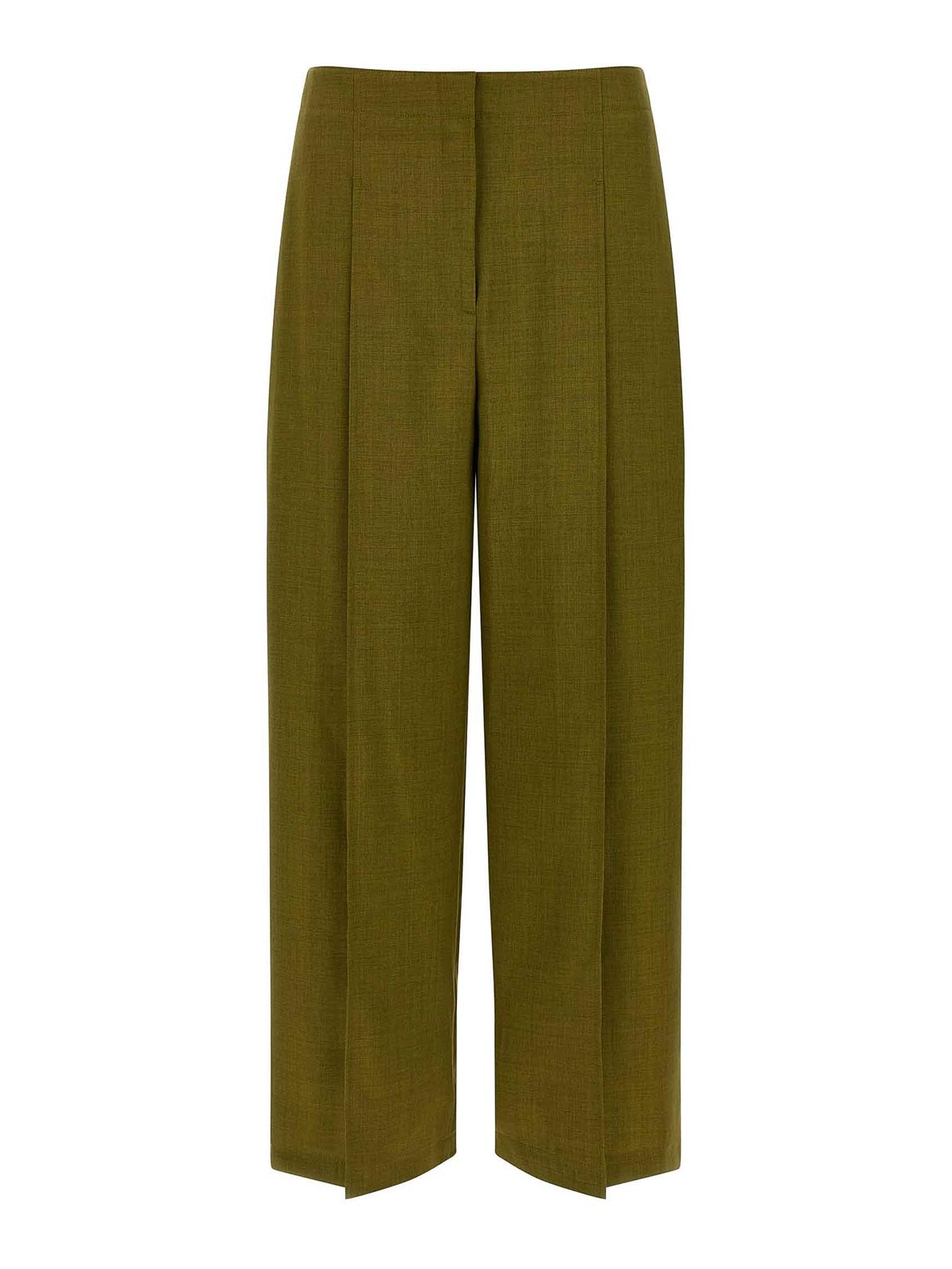 Theory City Pleated High Waist Wide Leg Pants In Green