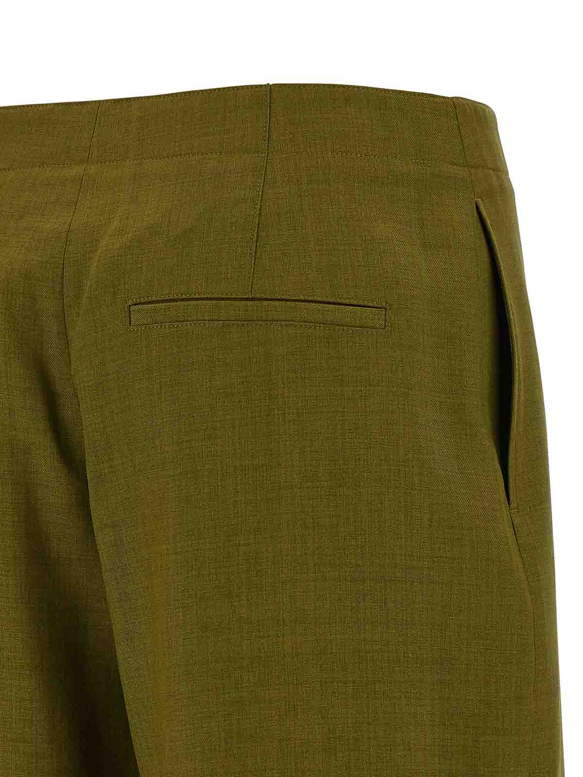 Theory City Pleated High Waist Wide Leg Pants In Green