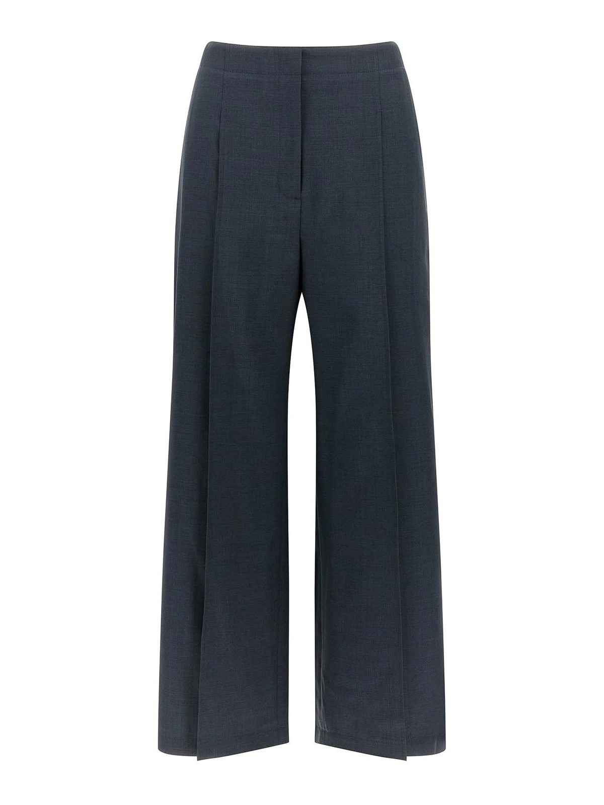 Theory City Pleated High Waist Wide Leg Pants In Blue