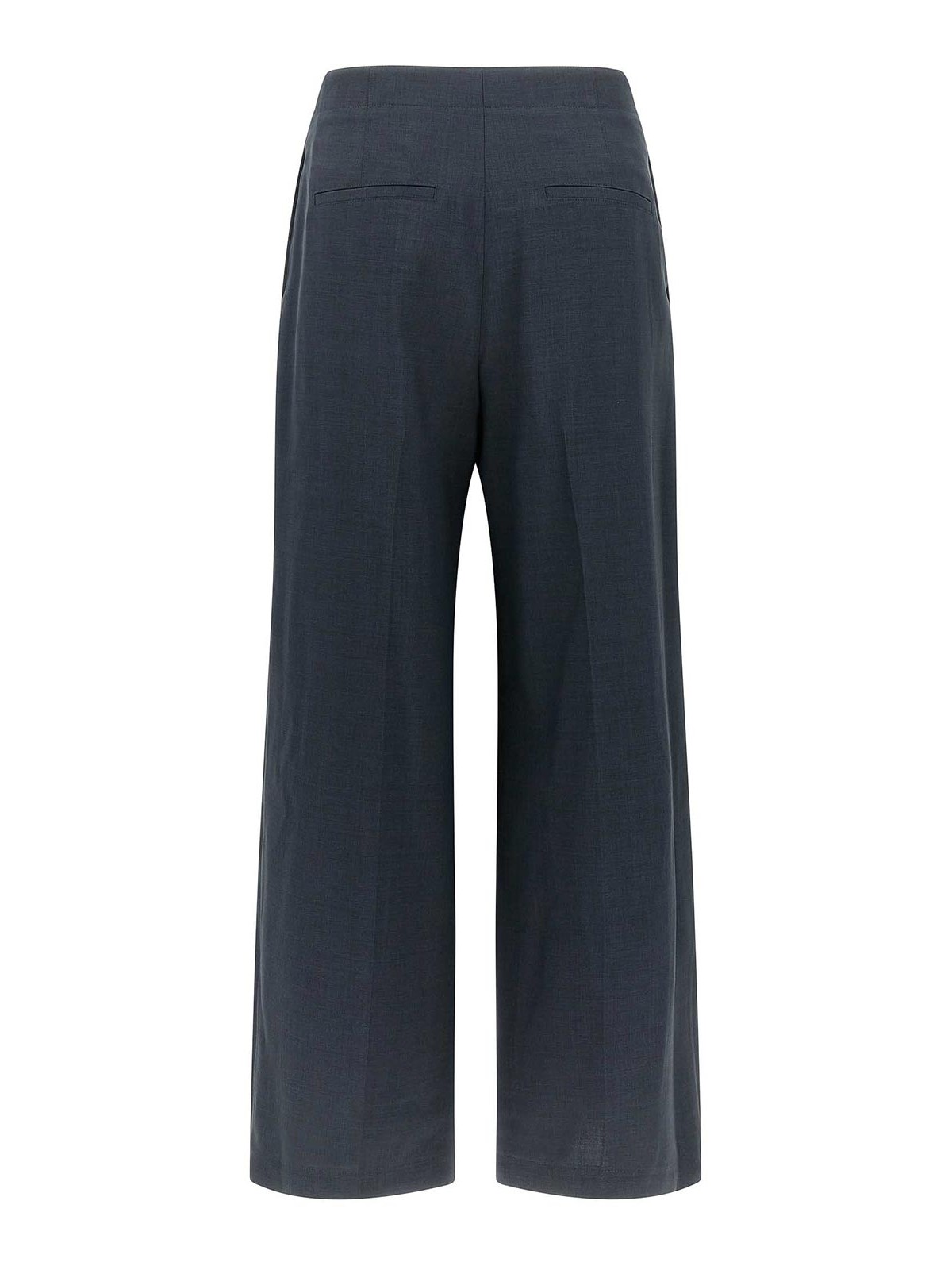Theory City Pleated High Waist Wide Leg Pants In Blue