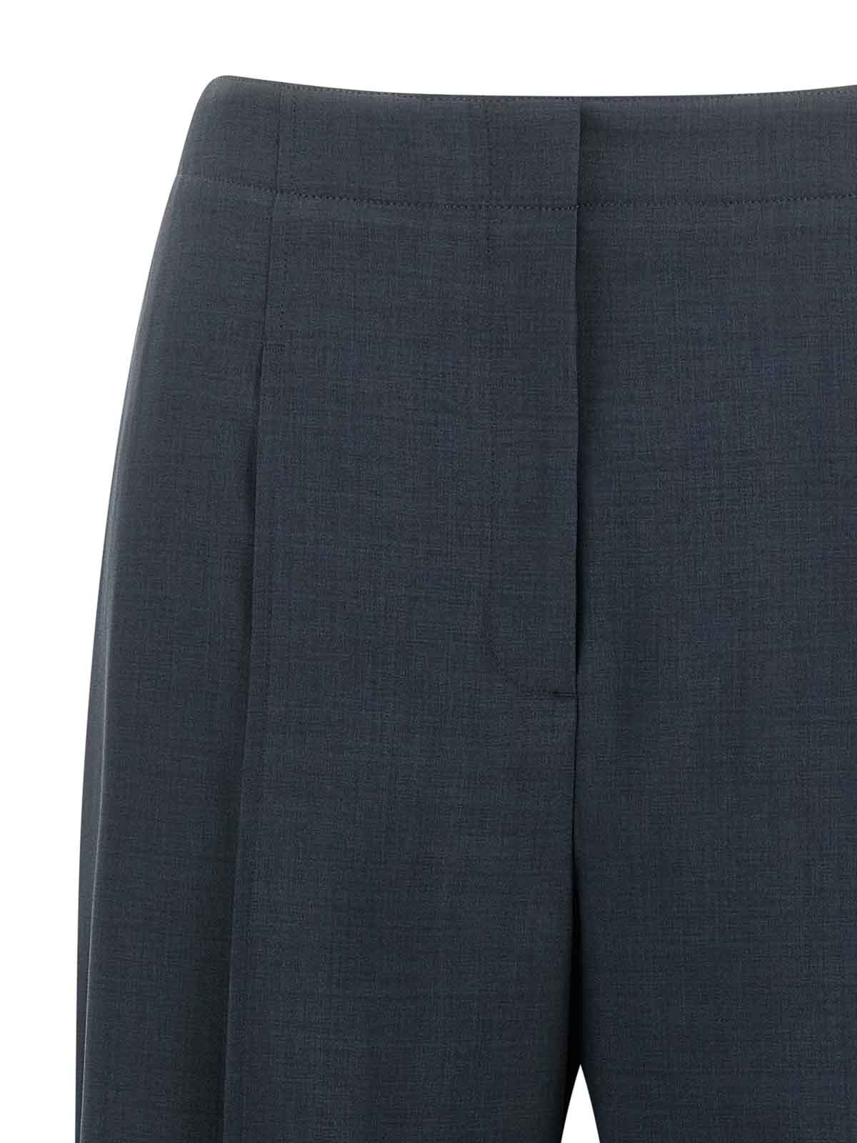Theory City Pleated High Waist Wide Leg Pants In Blue