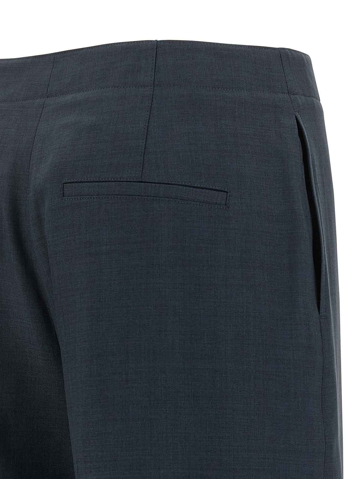 Theory City Pleated High Waist Wide Leg Pants In Blue