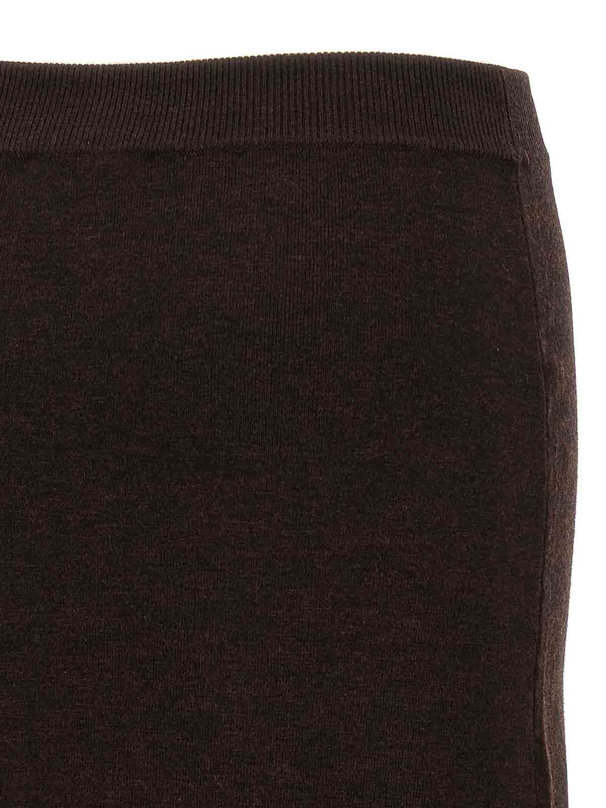 Victoria Beckham Wool Blend Button Detailing High Waist Skirt In Brown