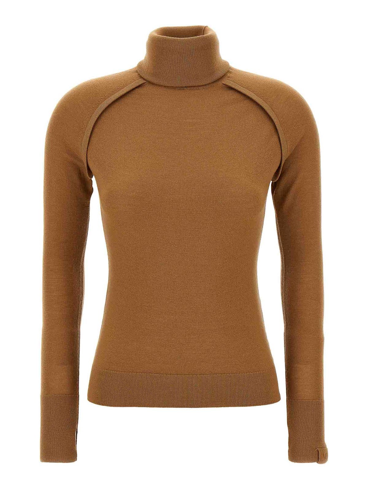 Victoria Beckham Wool Turtleneck Sweater In Sand