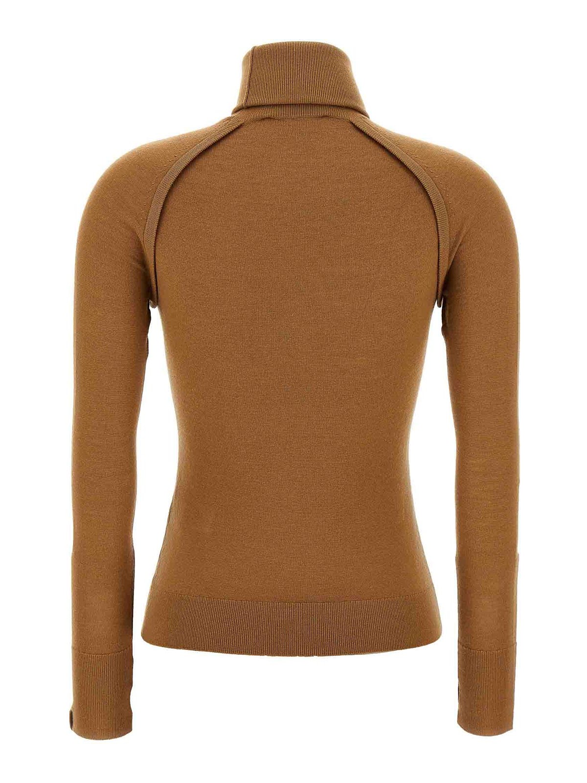 Victoria Beckham Wool Turtleneck Sweater In Sand