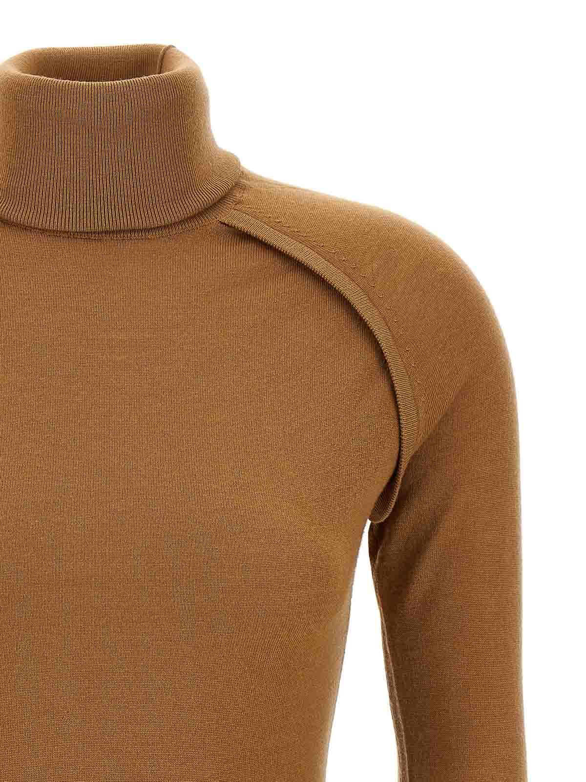 Victoria Beckham Wool Turtleneck Sweater In Sand