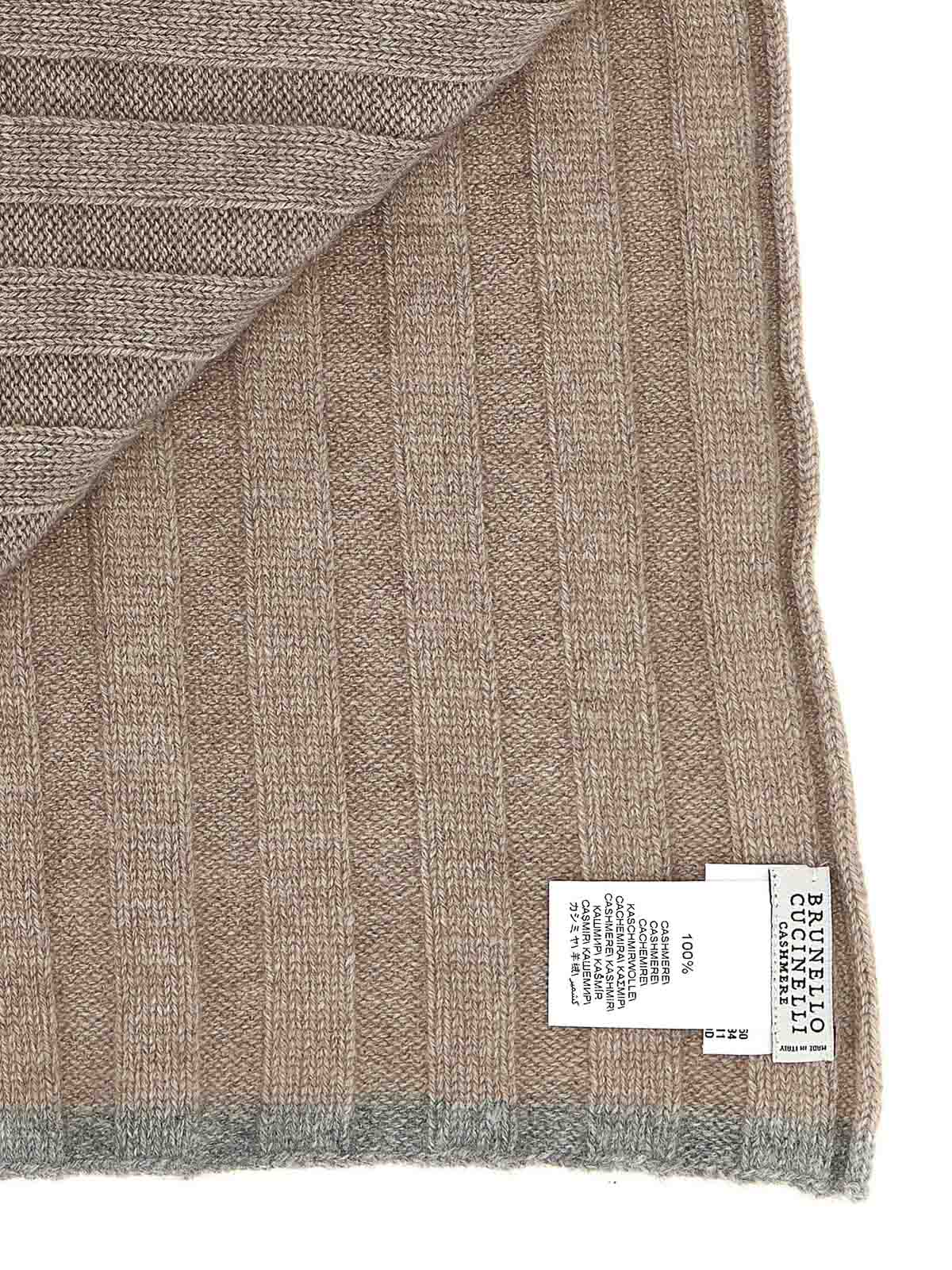 Brunello Cucinelli Men Ribbed Cashmere Scarf In Sand