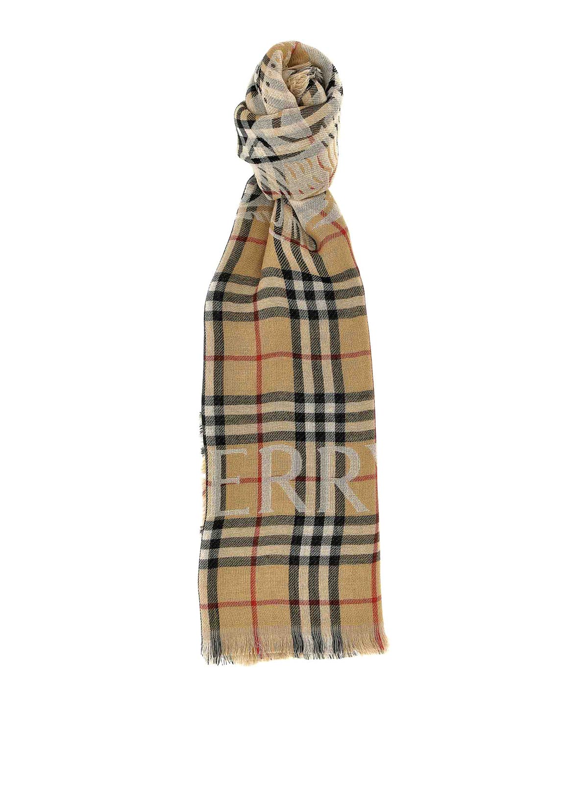 Burberry Check Wool Scarf In Multi