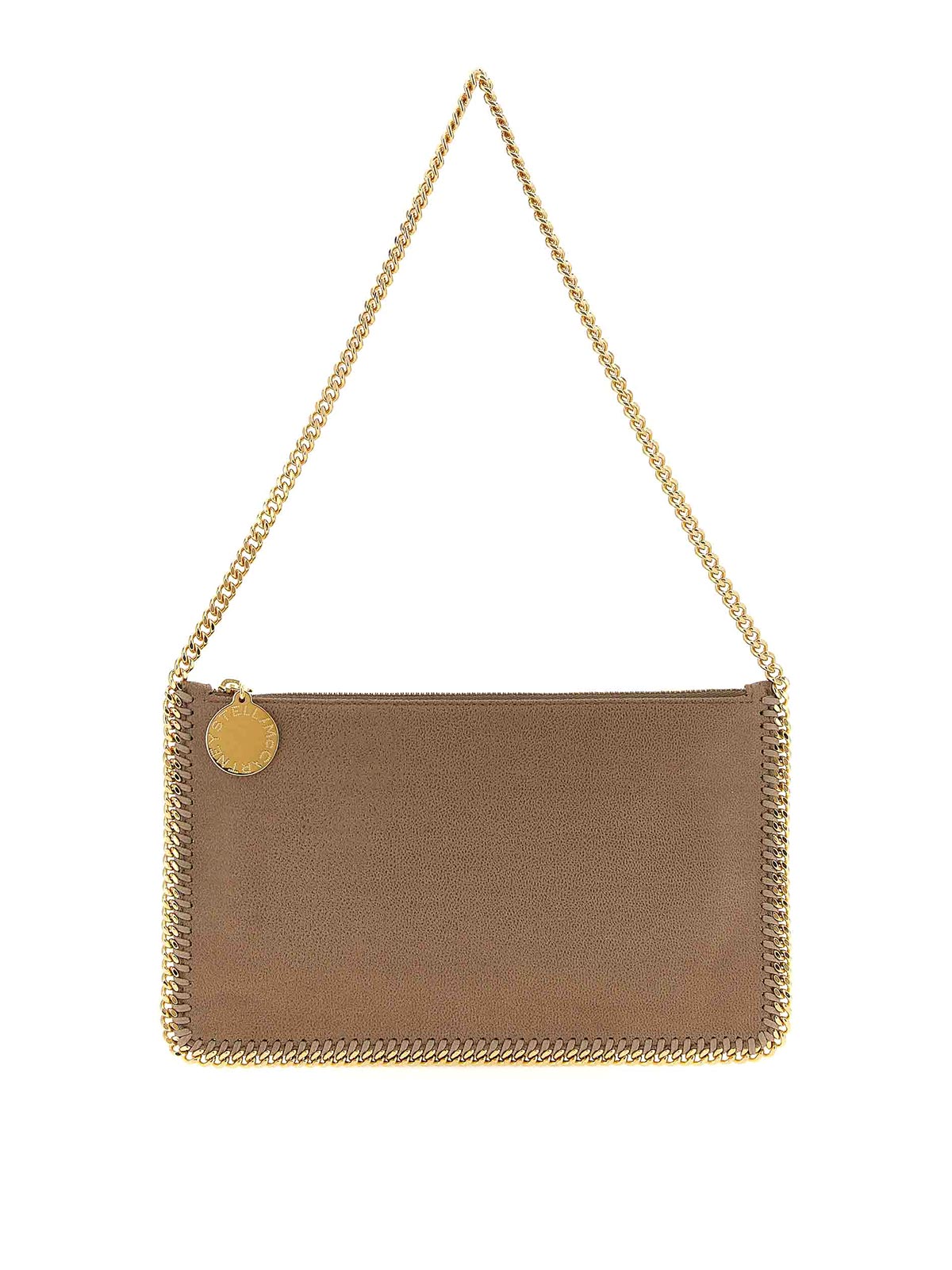 Stella Mccartney Falabella Logo Charmed Shoulder Bag In Sand