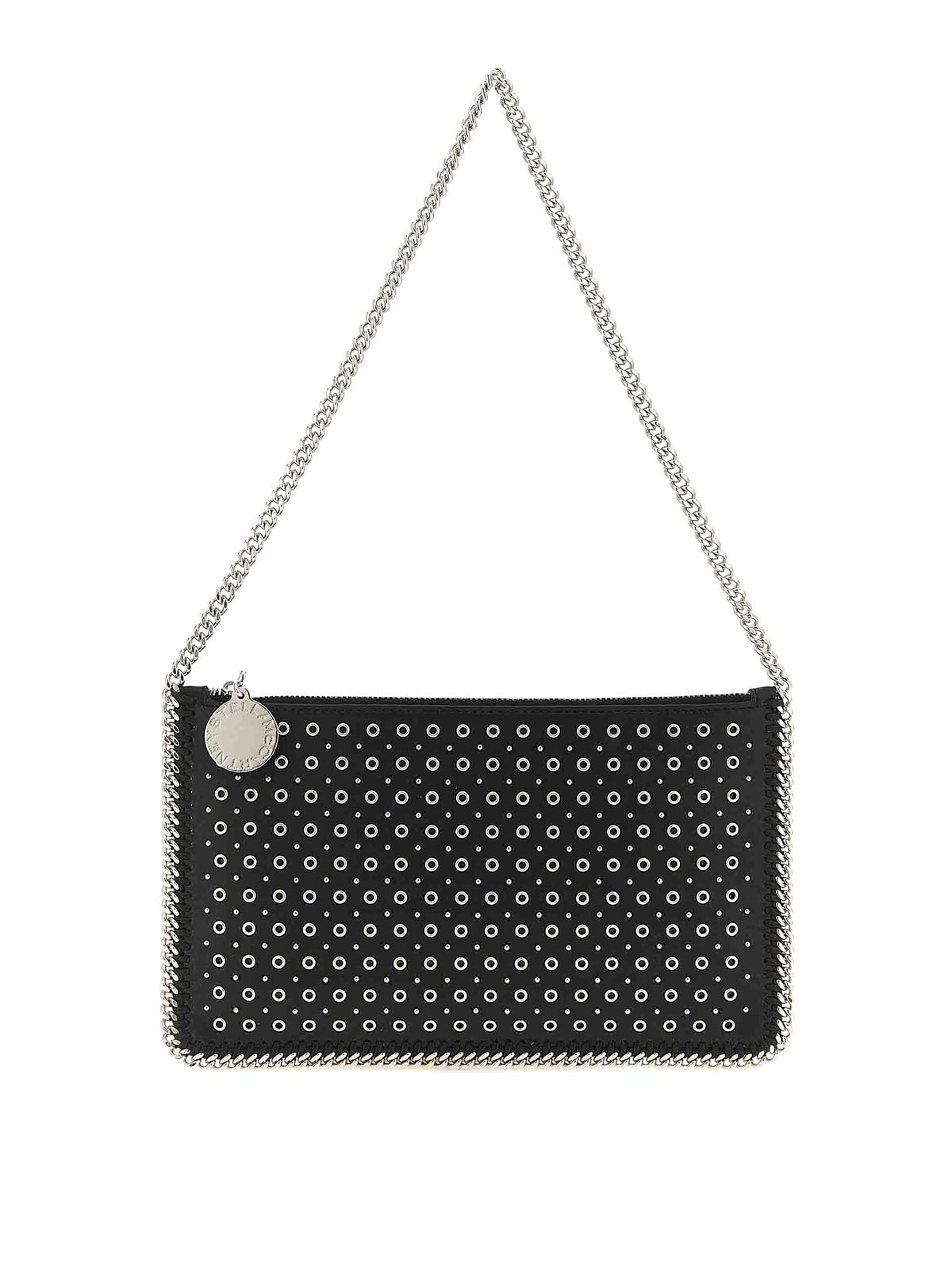 Stella Mccartney Falabella Stud-embellished Chain Shoulder Bag In Black