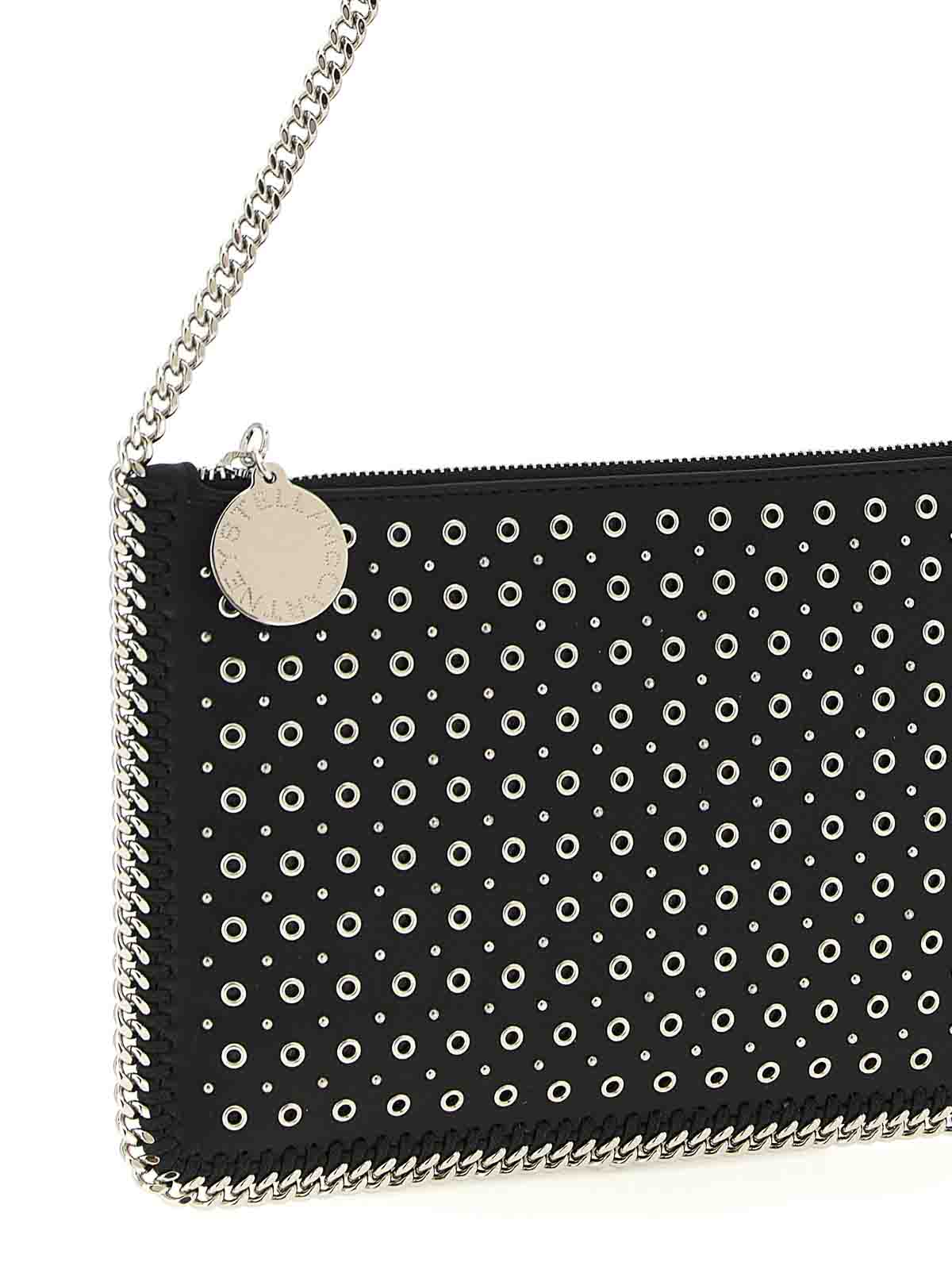 Stella Mccartney Falabella Stud-embellished Chain Shoulder Bag In Black