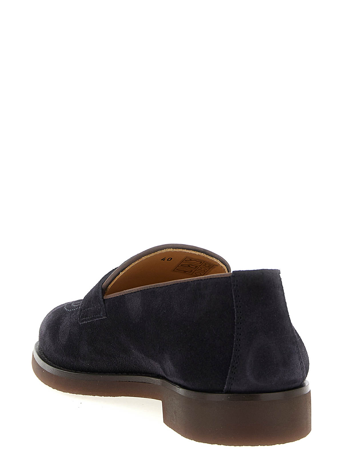 Brunello Cucinelli Leather-trimmed Suede Penny Loafers In Blue