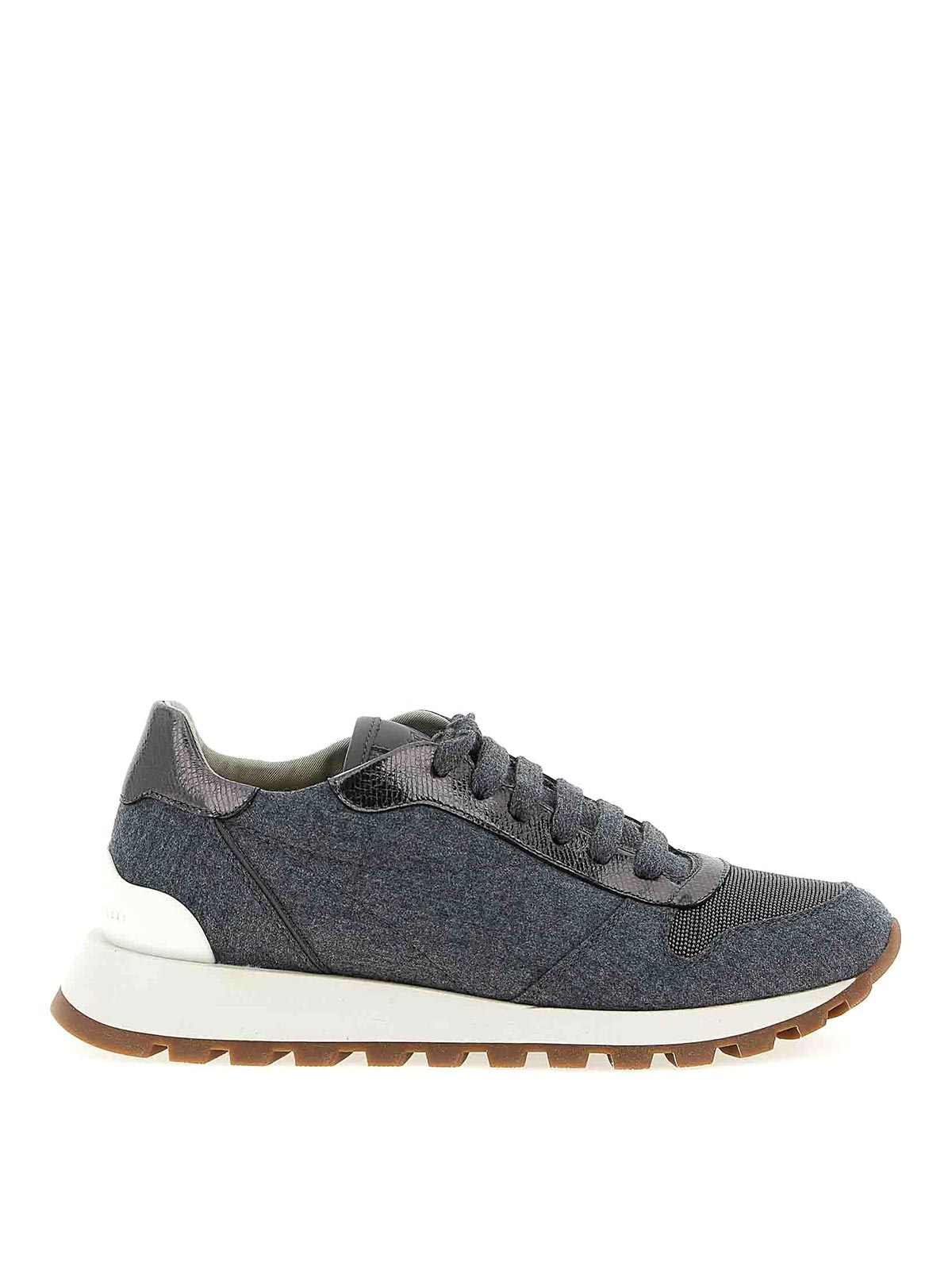 Brunello Cucinelli Runners Precious Toe Sneakers In Gray