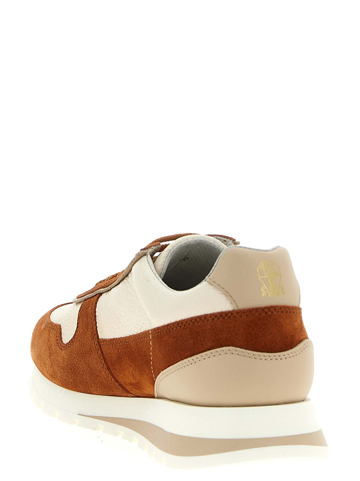 Brunello Cucinelli Suede Rubber Sole Leather Sneakers In Multi