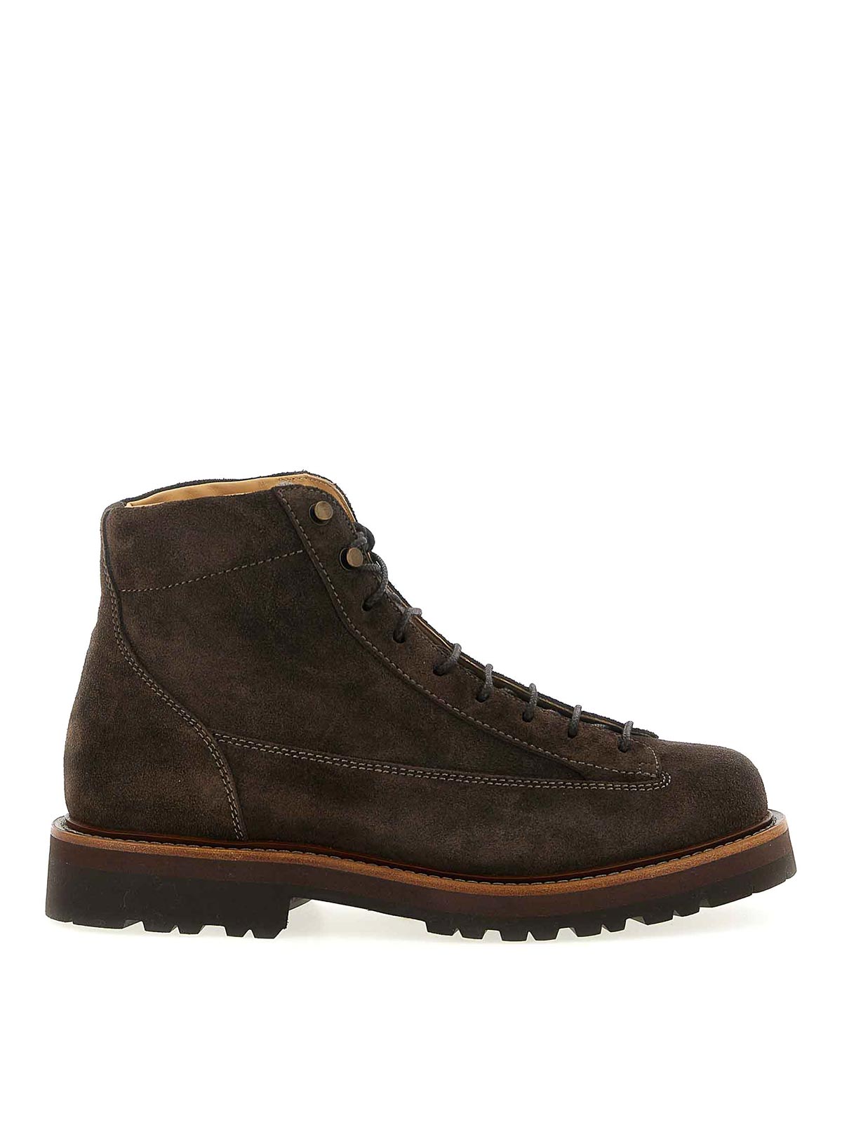 Brunello Cucinelli Men Suede Ankle Boots In Brown
