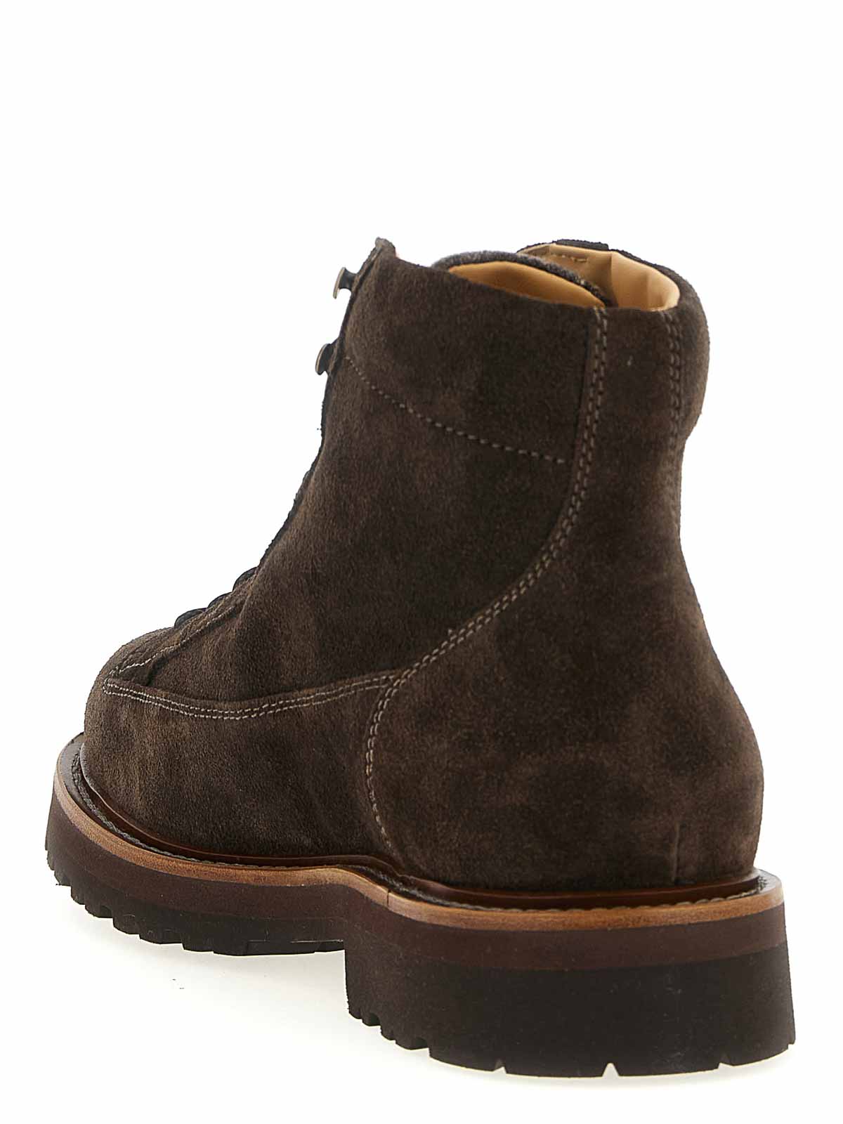 Brunello Cucinelli Men Suede Ankle Boots In Brown