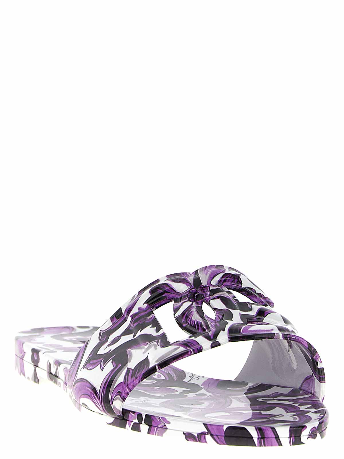 Dolce & Gabbana Maiolica Print Slids In Purple