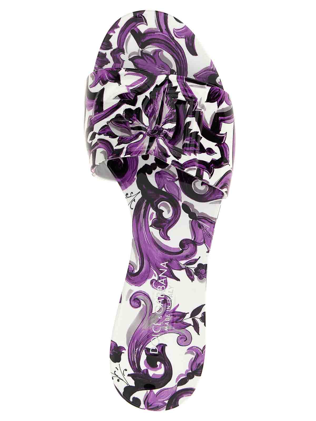 Dolce & Gabbana Maiolica Print Slids In Purple