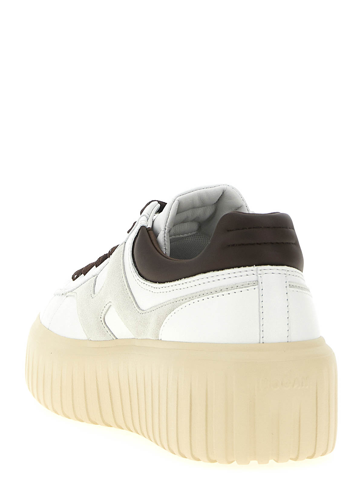 Hogan Striped Sneakers With Padded Collar And Contrasting Sole In Brown