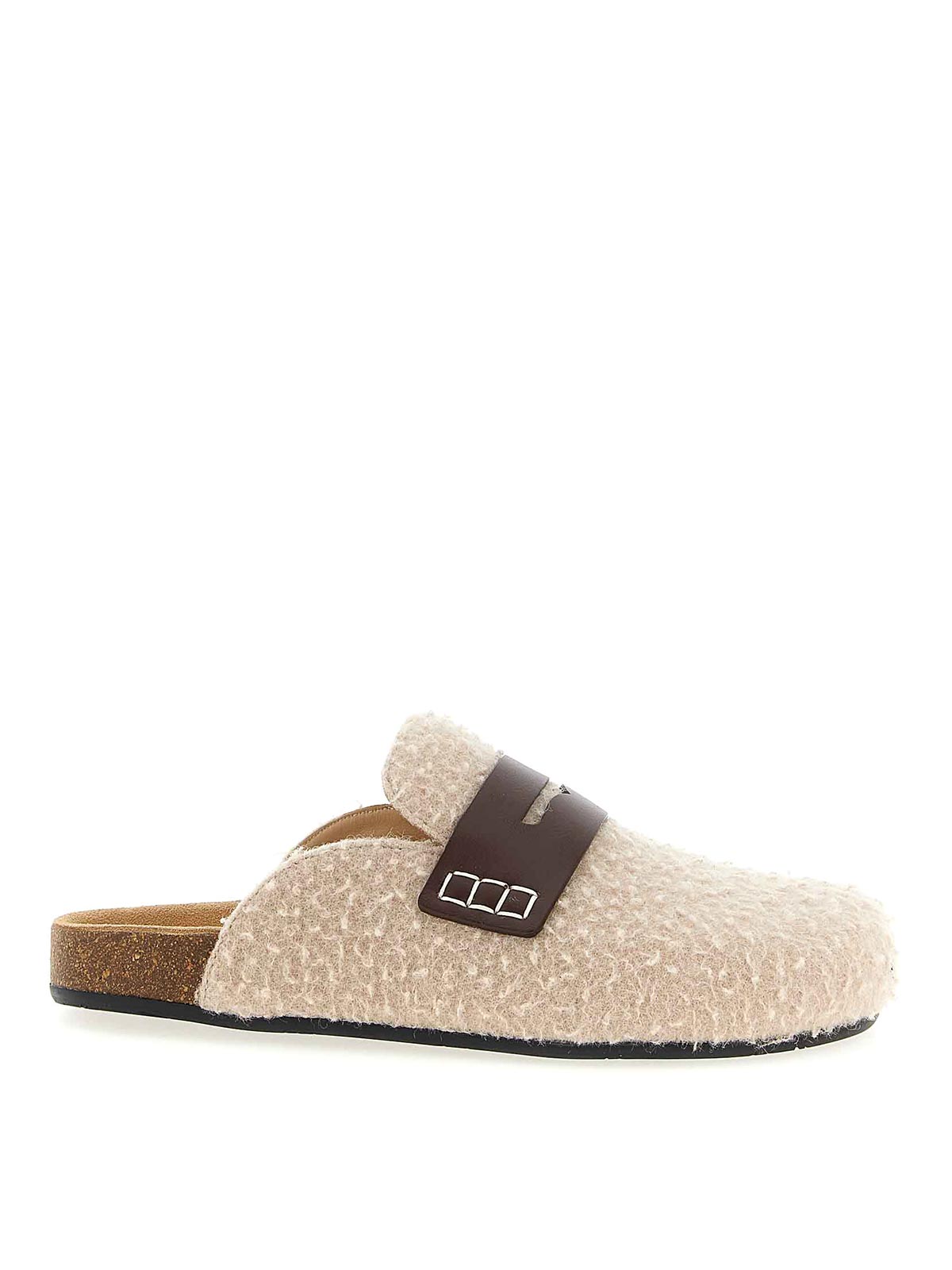 Jw Anderson Faux Fur Strap Mules In Sand