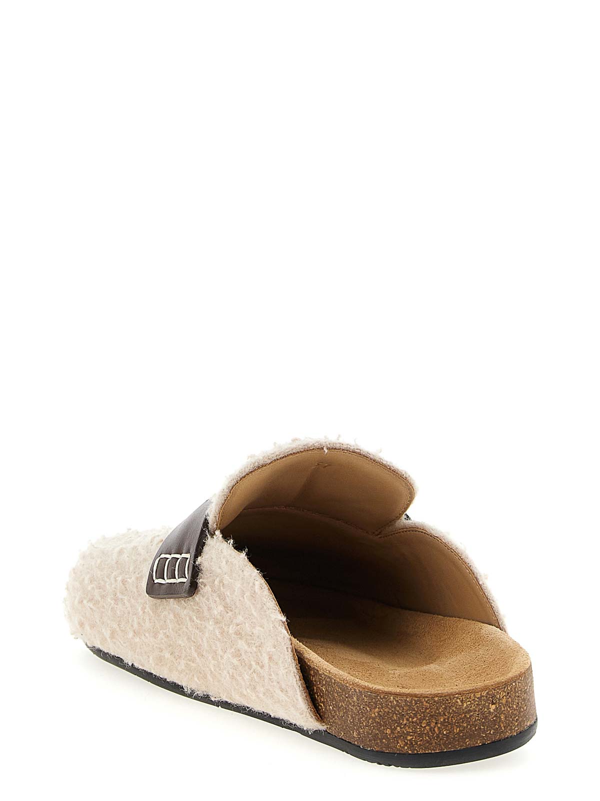 Jw Anderson Faux Fur Strap Mules In Sand