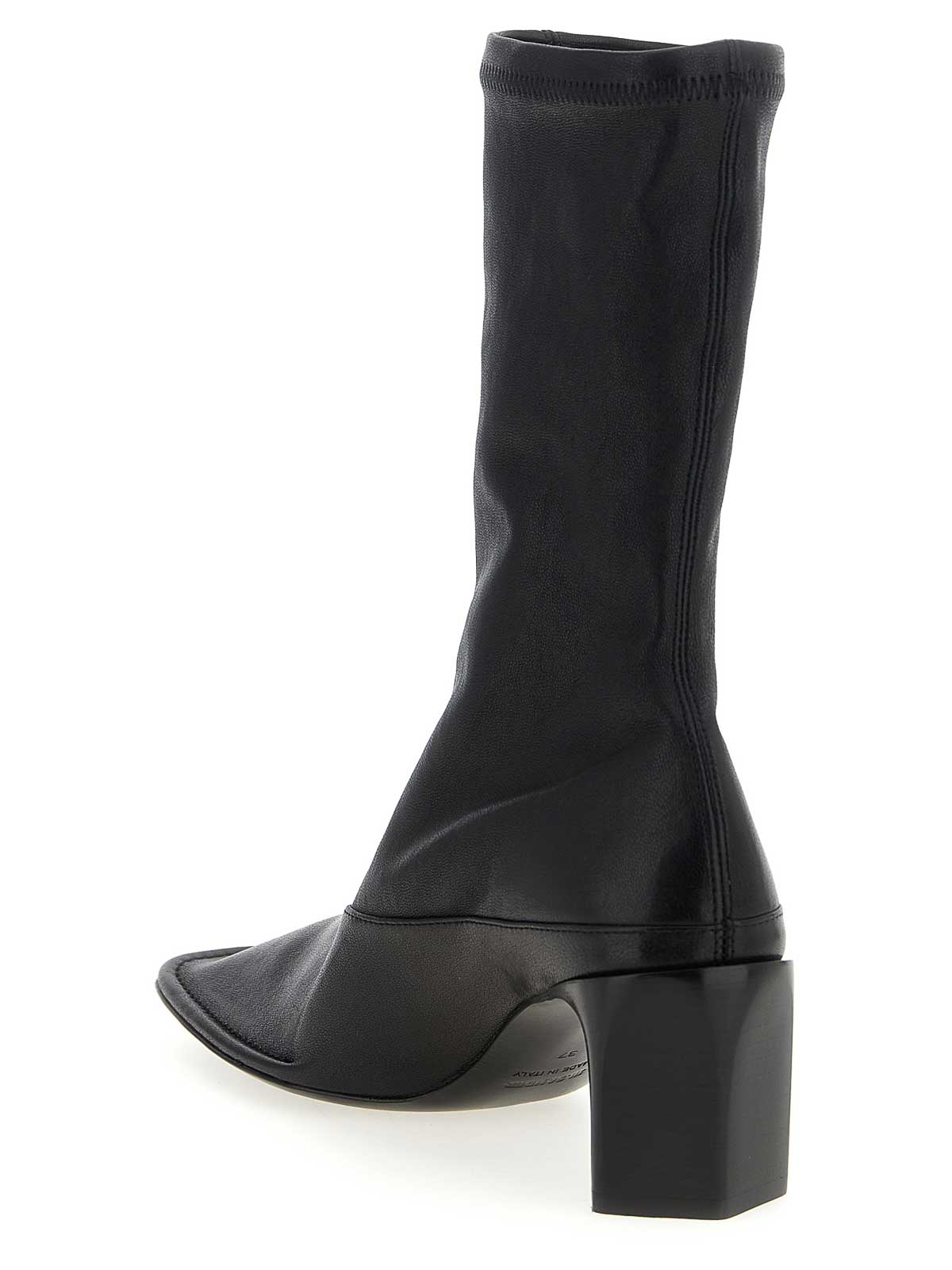 Jil Sander Square Toe Ankle Boots With Block Heel In Black