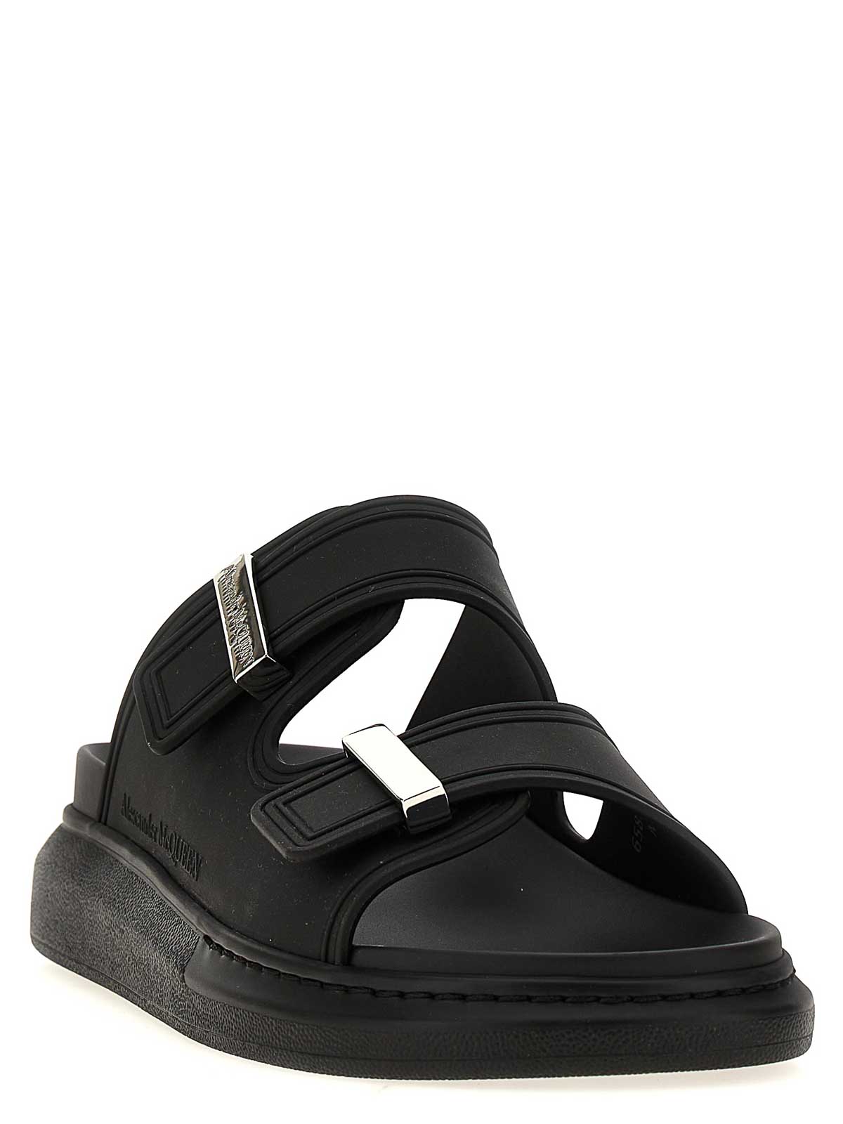 Alexander Mcqueen 50mm Rubber Slide Sandals In Black