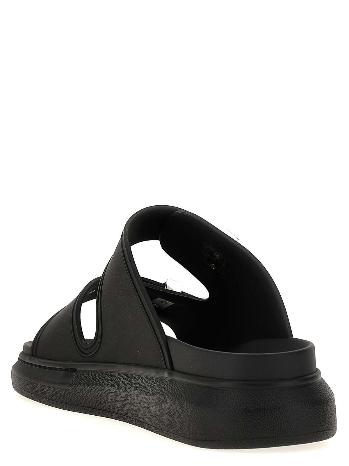 Alexander Mcqueen 50mm Rubber Slide Sandals In Black