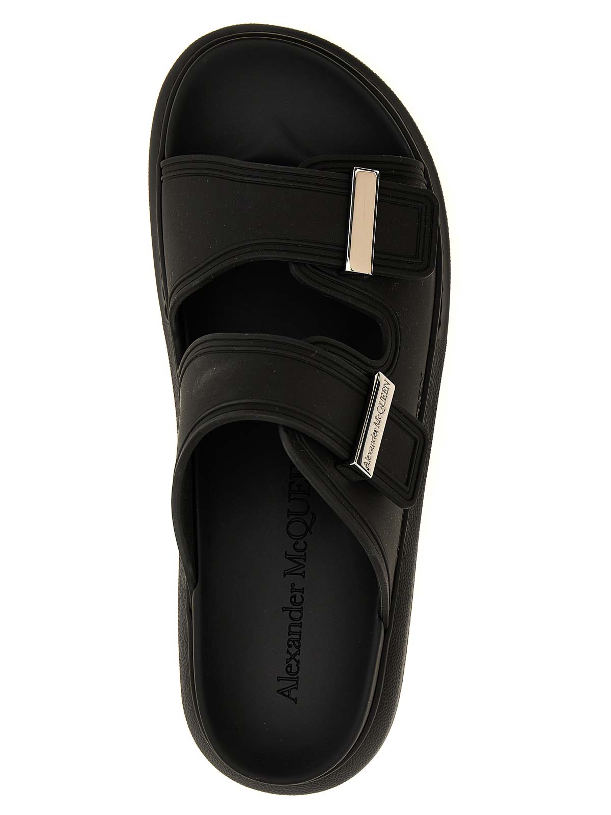 Alexander Mcqueen 50mm Rubber Slide Sandals In Black