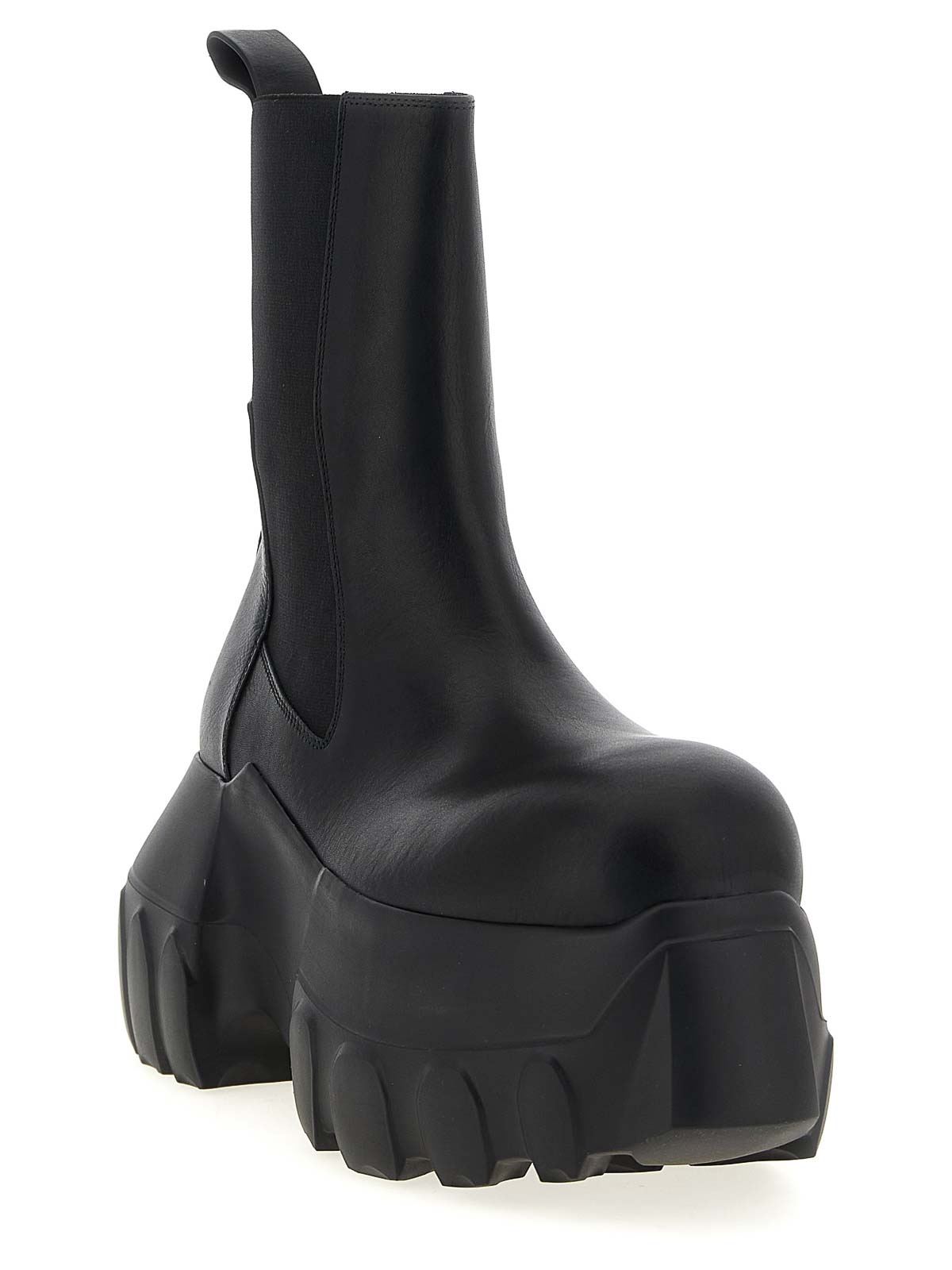 Rick Owens Beatle Mega Tractor Black Calf Leather Boots In Black