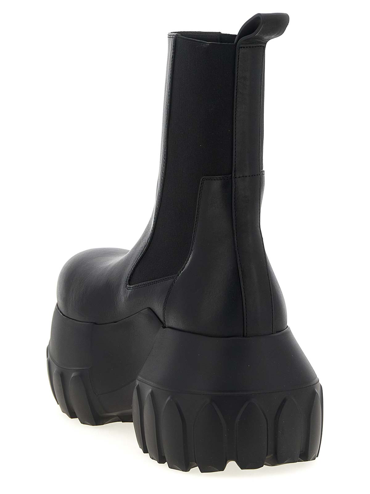 Rick Owens Beatle Mega Tractor Black Calf Leather Boots In Black
